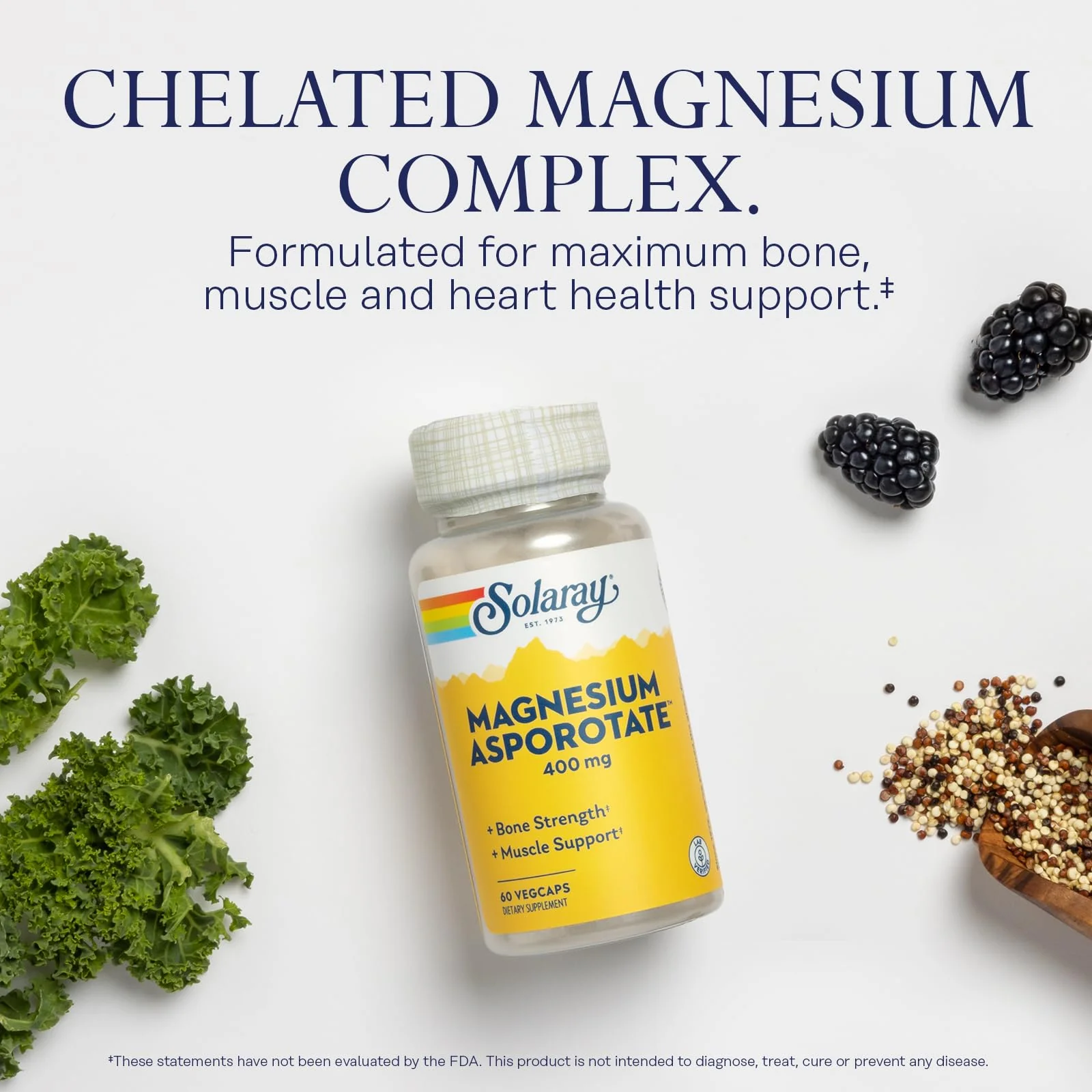 Solaray Magnesium Asporotate 400 mg, Aspartate, Orotate & Citrate Complex, Healthy Heart, Muscle, Nerve & Circulatory Function Support 180ct (60 CT) - Image 3