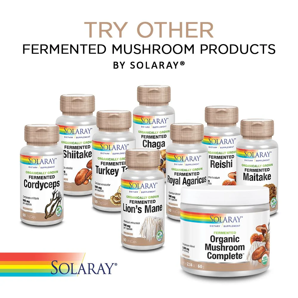 SOLARAY Maitake, Reishi, & Shiitake Mushroom Complex Capsules - Mushroom Supplement for Men & Women, 600 mg per Serving, Immune Health Support - 100 Veg Caps - Image 2