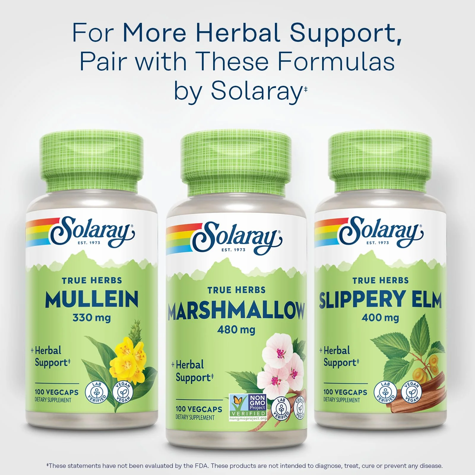 SOLARAY Marshmallow Root Capsules 480 mg - Soothing Herbal Support w/Whole Marshmallow Root - High in Mucilage Soluble Fiber, Vegan, Non-GMO, Lab Verified, 60-Day Guarantee, 100 Servings, 100 VegCaps - Image 7