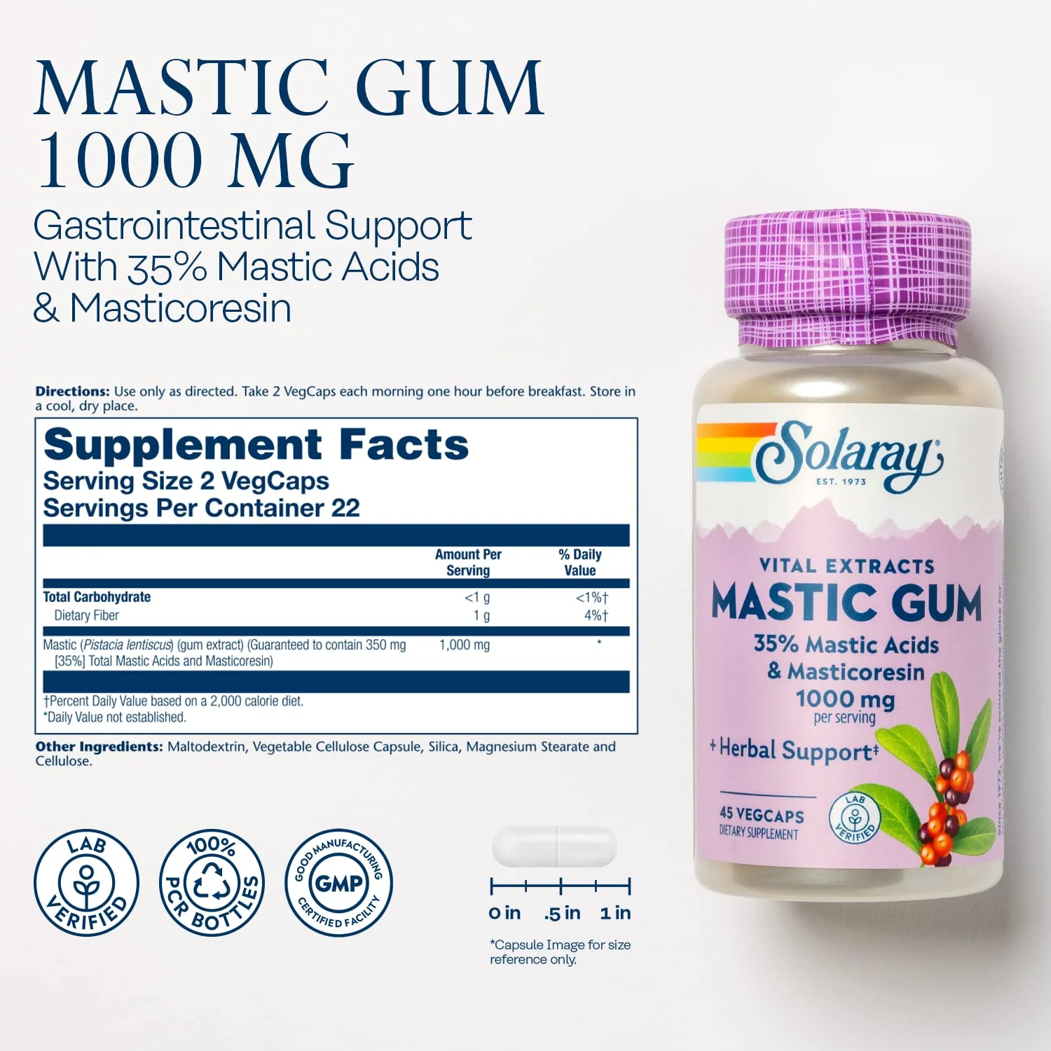 SOLARAY Mastic Gum Extract 500 mg 45 Count - Image 2