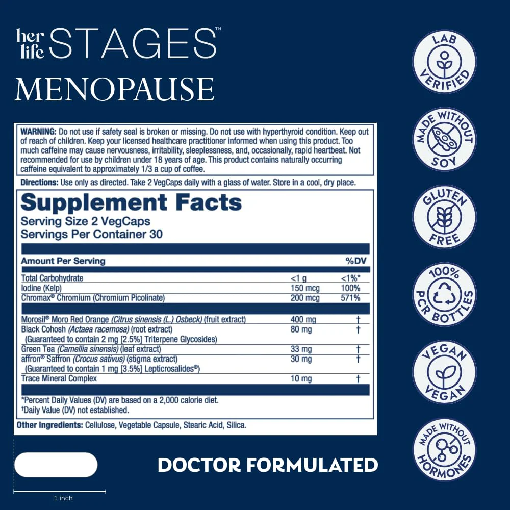 SOLARAY Menopause her Life Stages - Menopause Supplements for Women - Supports Mood, Sleep, Hot Flashes, Night Sweats - Vegan, Gluten Free - 60-Day Guarantee - 30 Servings, 60 VegCaps - Image 6