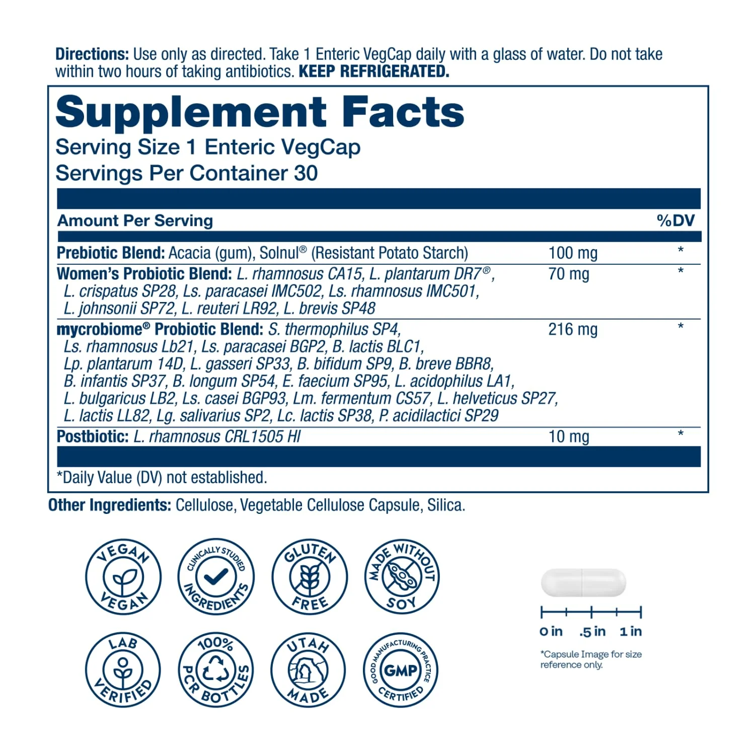 SOLARAY Mycrobiome Complete Probiotic Women’s Formula - Vaginal Probiotics for Women Plus Pre and Postbiotic - 50 Billion CFU, 28 Strains - Vegan, Gluten Free - 30 Serv, 30 VegCaps - Image 6