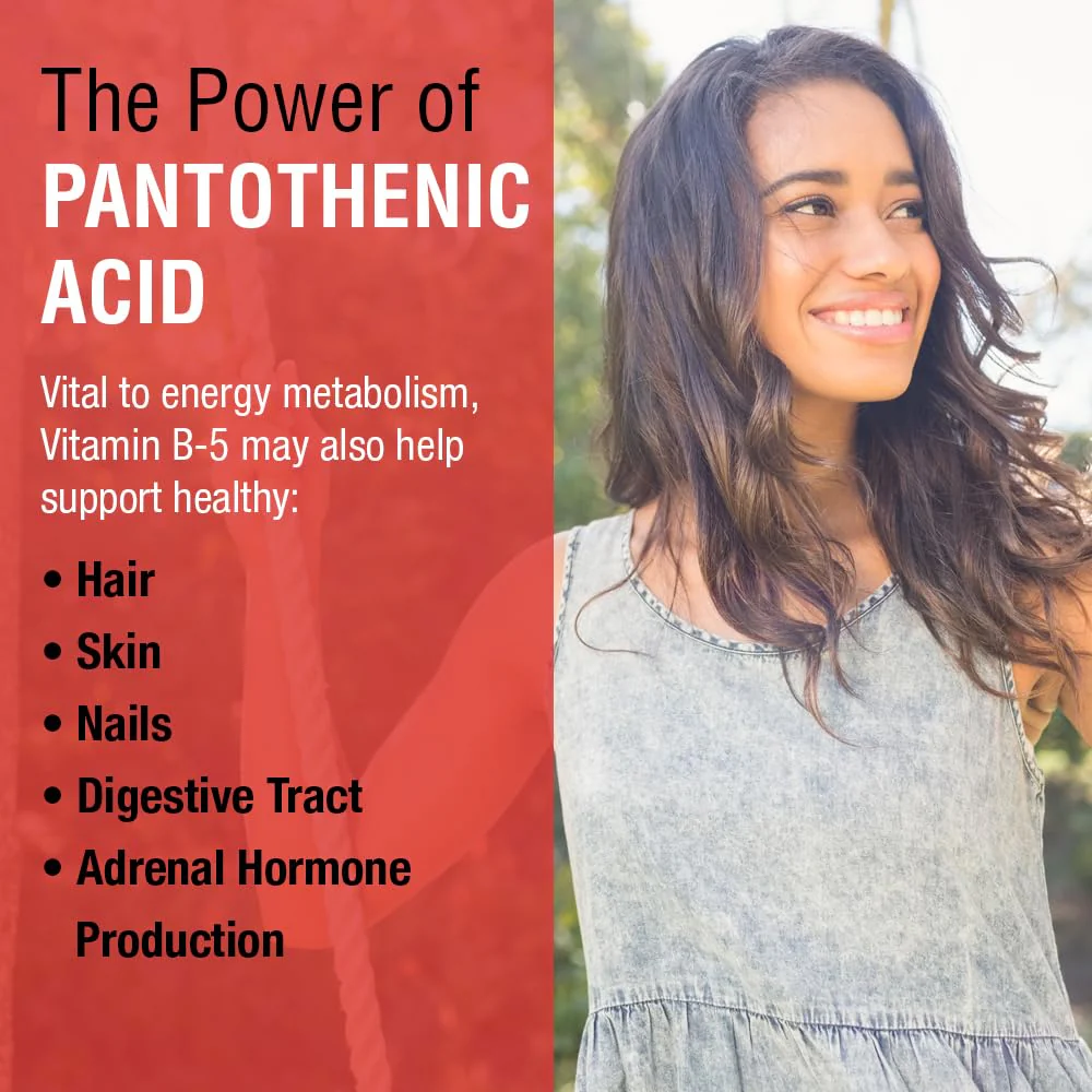 SOLARAY Pantothenic Acid 250mg | Vitamin B5 | Energy Metabolism, Hair, Skin, Nails & Digestive Support | 100CT - Image 4