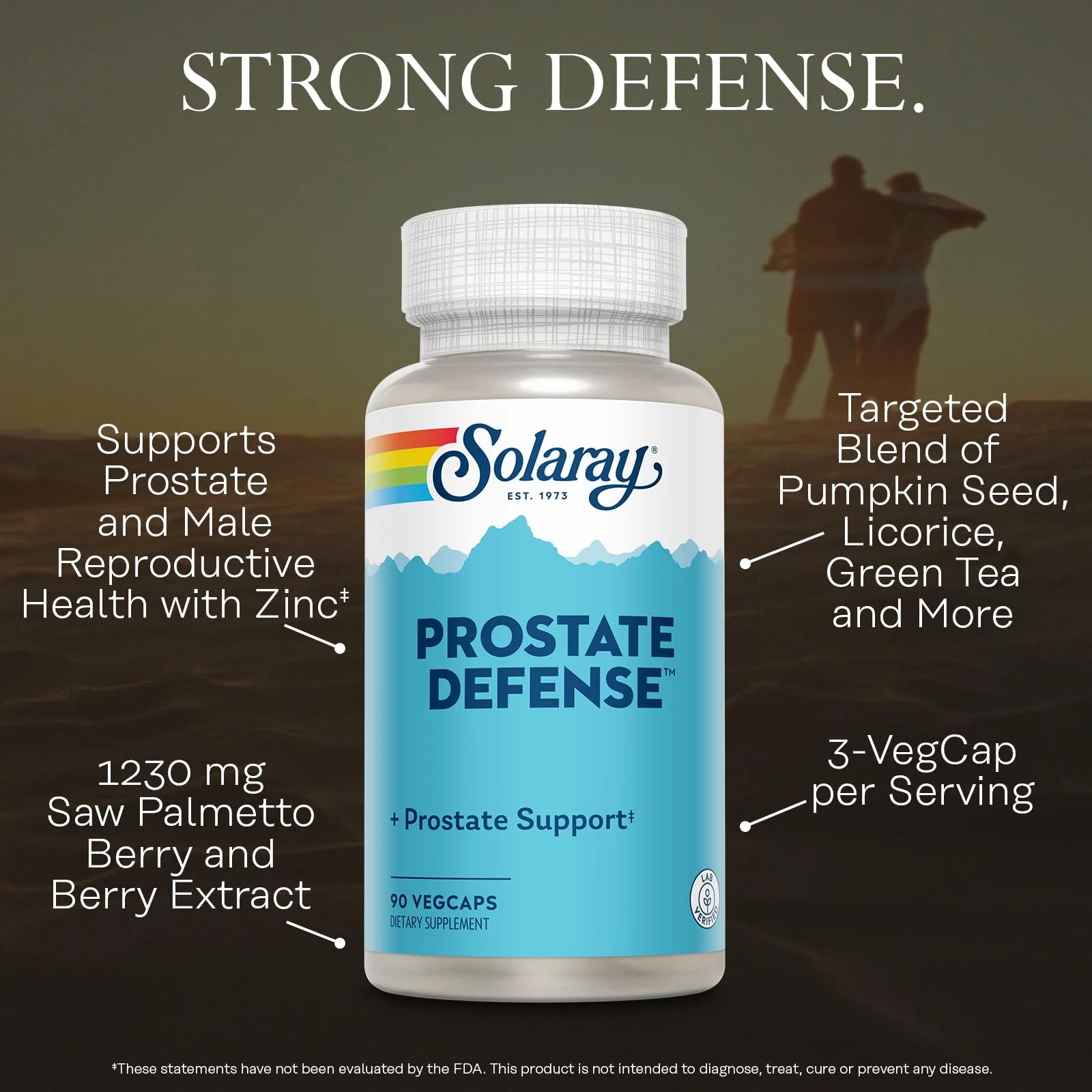 SOLARAY Prostate Defense - Prostate Health Supplements - Men's Wellness Support with Saw Palmetto, Zinc, Nettle, Pumpkin Seed Extract, Green Tea, Licorice - 60-Day Guarantee, 30 Servings, 90 VegCaps - Image 3