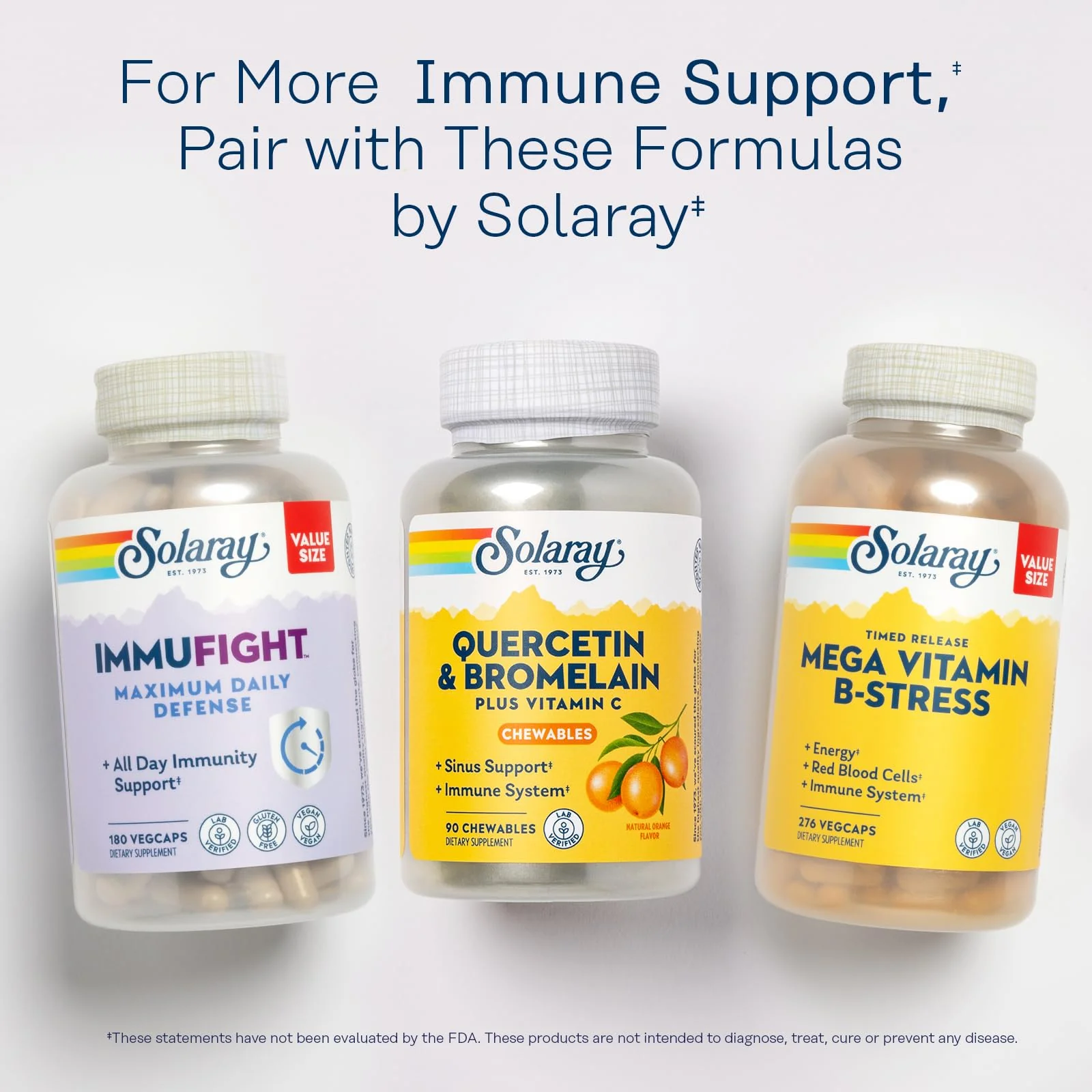 SOLARAY Quercetin with Bromelain and Vitamin C Chewables - Immune Support Supplement - Immune Defense and Heart Health Complex with 1250mg Vit C, Natural Orange Flavor, 60-Day Guarantee, 30 Serv, 90ct - Image 6