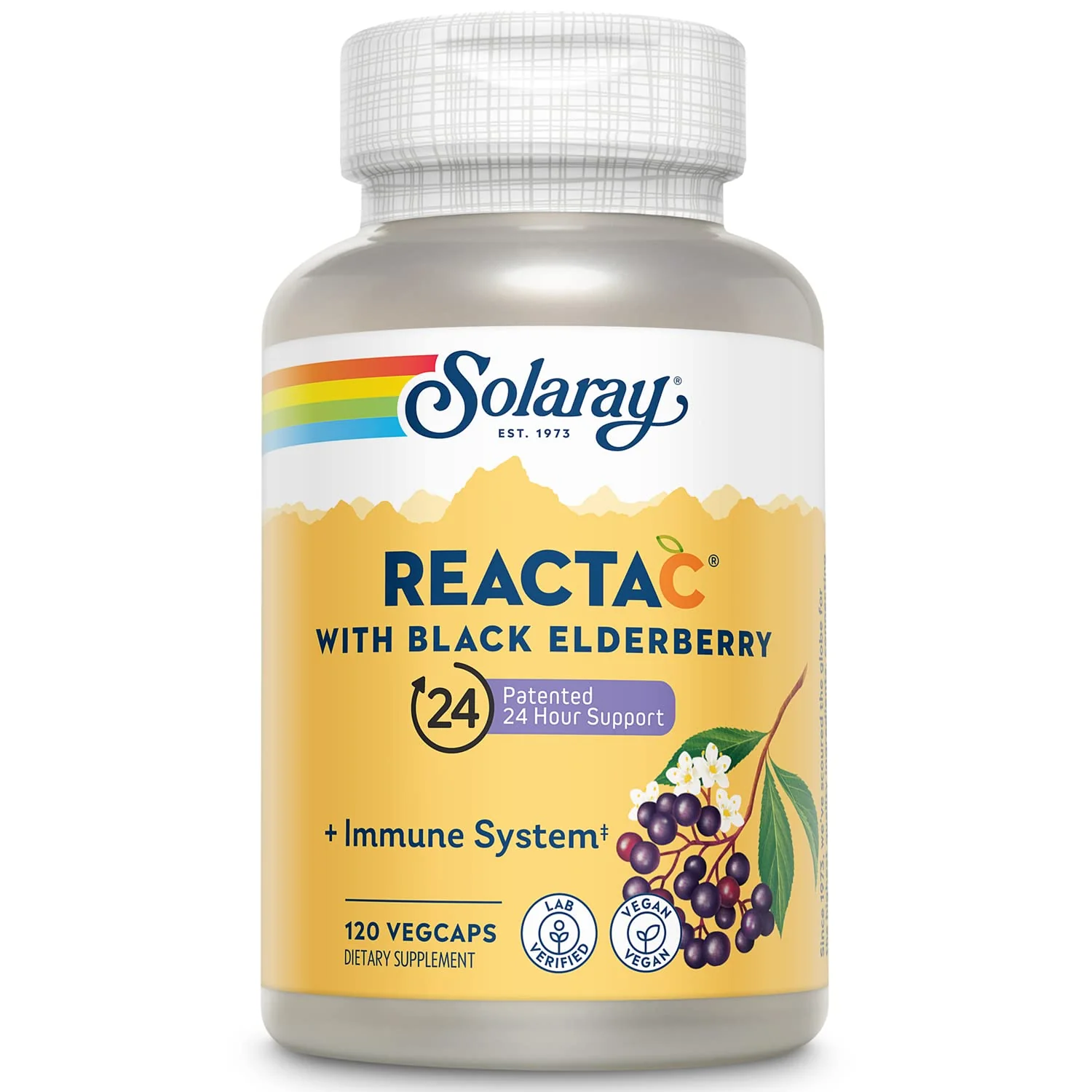 SOLARAY Reacta-C + Elderberry 500 mg VCapsules 120 Count