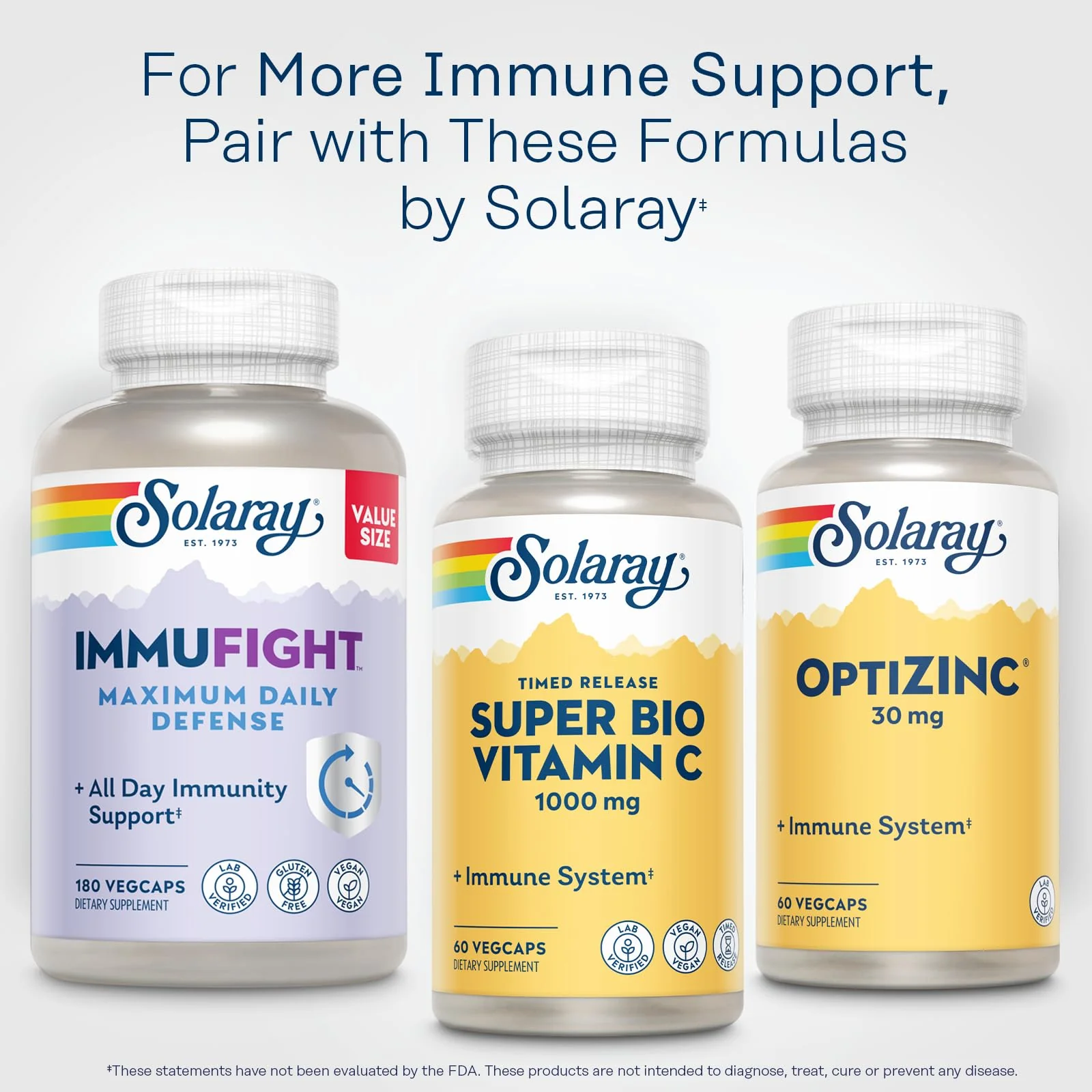 SOLARAY Super Bio Buffered Vitamin C 1000mg, Two-Stage, Timed Release Vitamin C with Bioflavonoids, Immune Support Supplement - High Absorption, Vegan, 60 Day Guarantee, 30 Servings, 60 VegCaps - Image 2