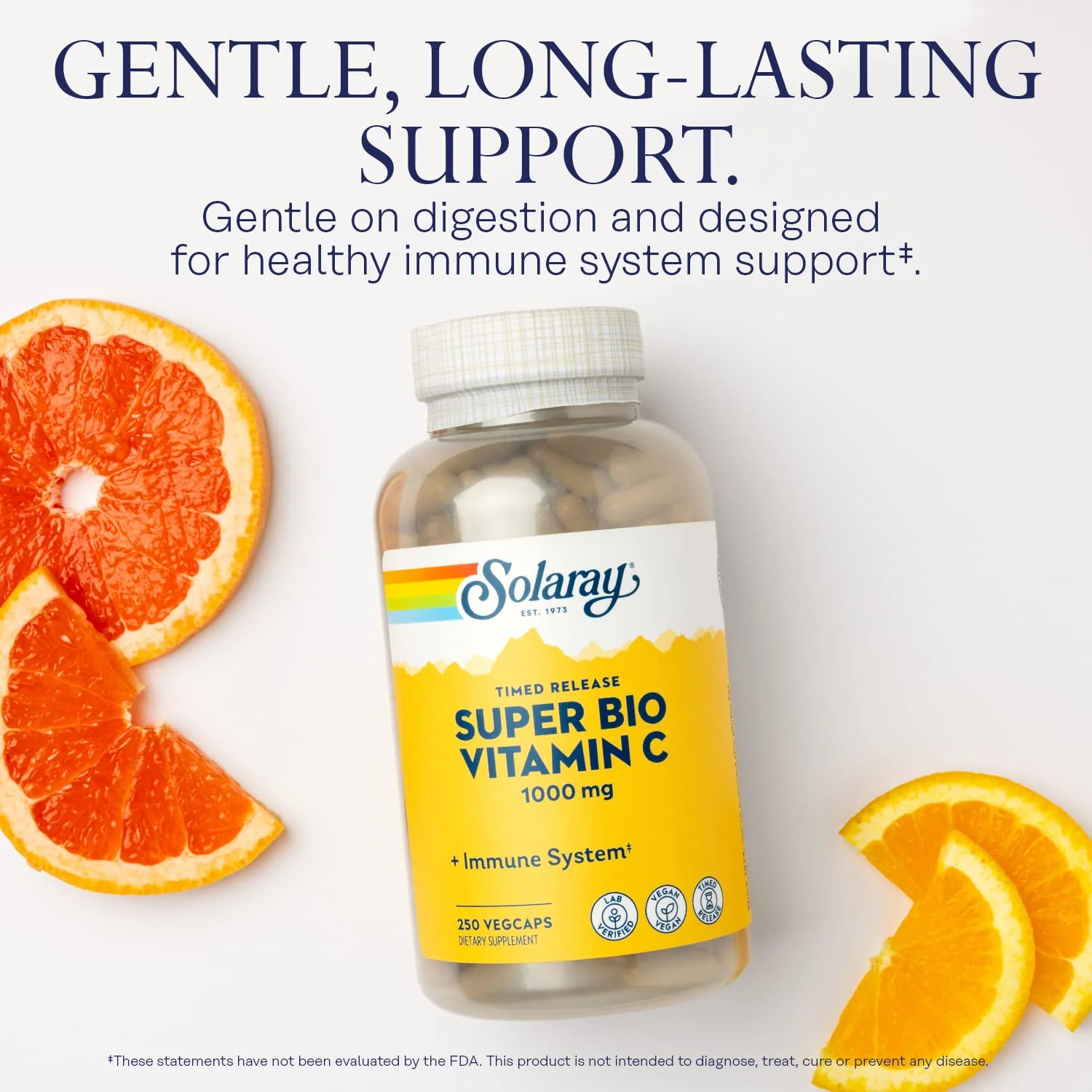 SOLARAY Super Bio Vitamin C 1000mg, Buffered, Two-Stage Timed Release with Bioflavonoids, Immune Support Supplement, High Absorption, Vegan, 60-Day Guarantee – 250 VegCaps - Image 5
