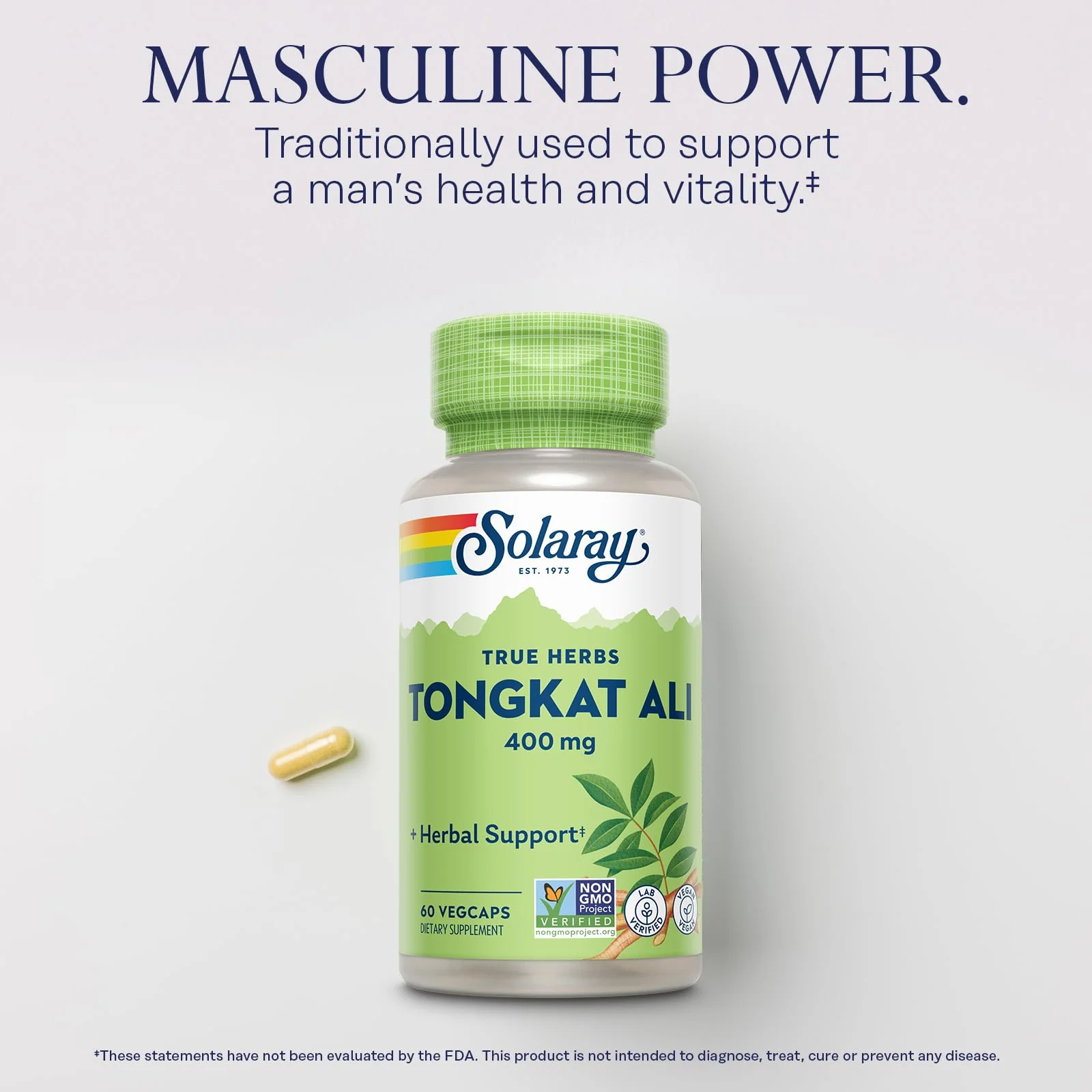 SOLARAY Tongkat Ali 400 mg - Longjack Tongkat Ali for Men - Herbal Support for Men's Health and Vitality - Vegan, Non-GMO, Lab Verified - 60 Servings, 60 VegCaps - Image 5