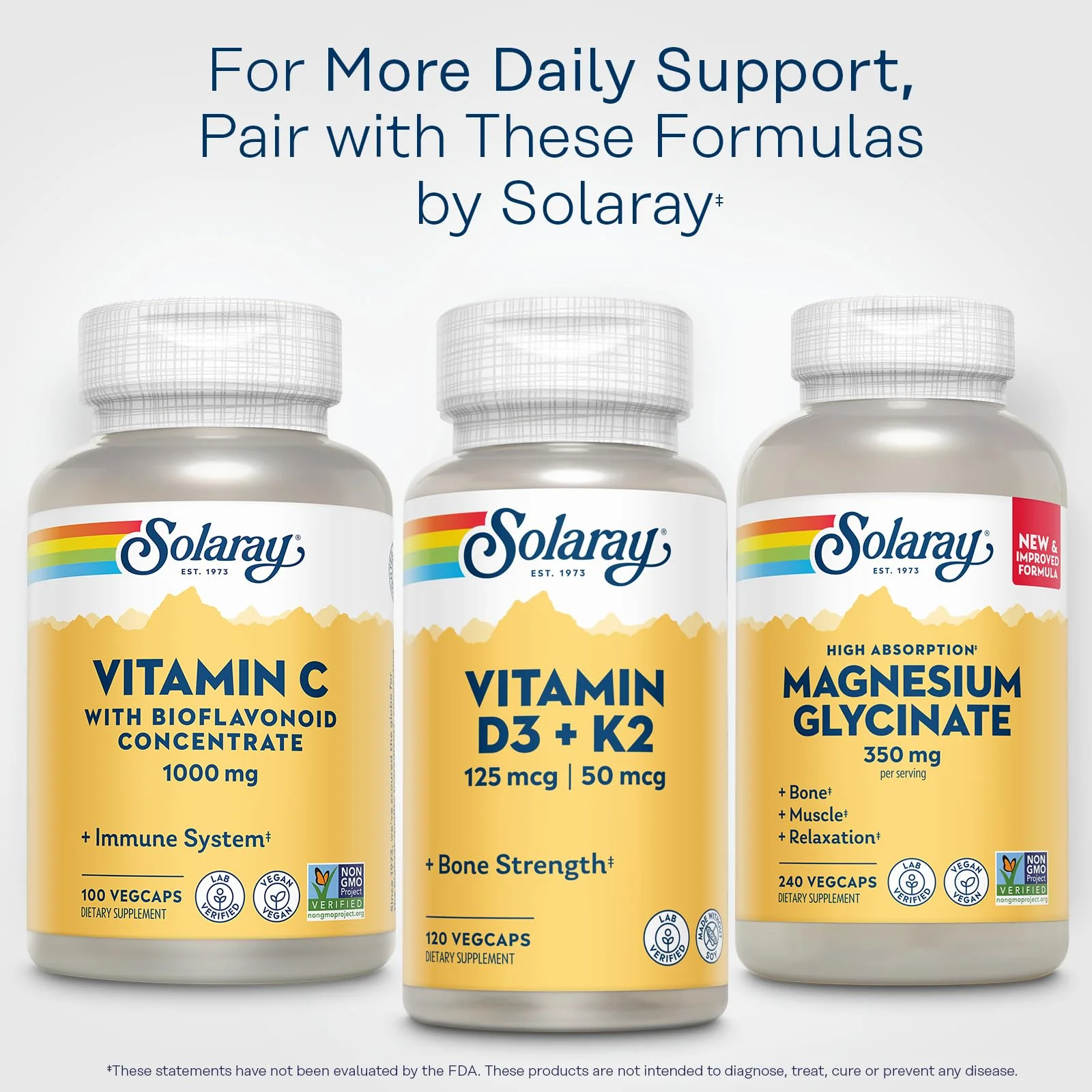 SOLARAY Vitamin C Supplement 1000mg with Bioflavonoids Concentrate - Vitamin C Capsules w/ Rose Hips & Acerola, Heart Health & Immune Support for Men & Women, 1000 mg per Serving, Vegan - 100 Veg Caps - Image 2