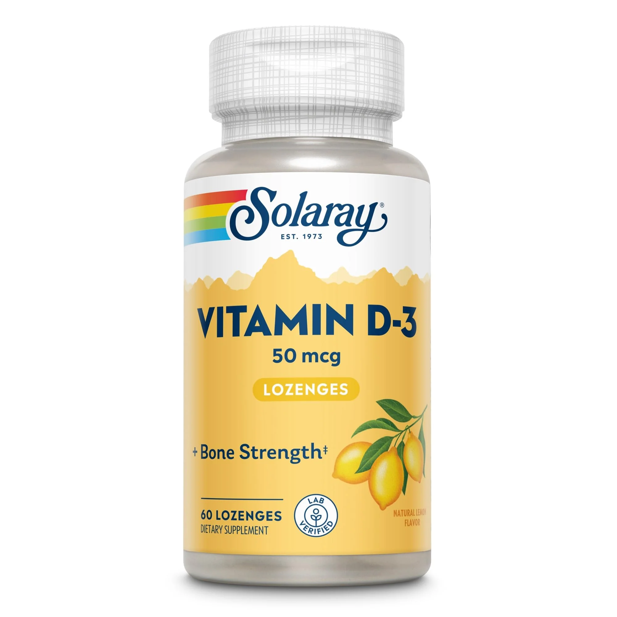 SOLARAY Vitamin D3 2000IU Supplement for Men & Women - Vitamin D as Cholecalciferol, VIT D3 50 mcg for Adults, Bone Strength Support, Natural Lemon Flavor - 60 Lozenges - Image 4