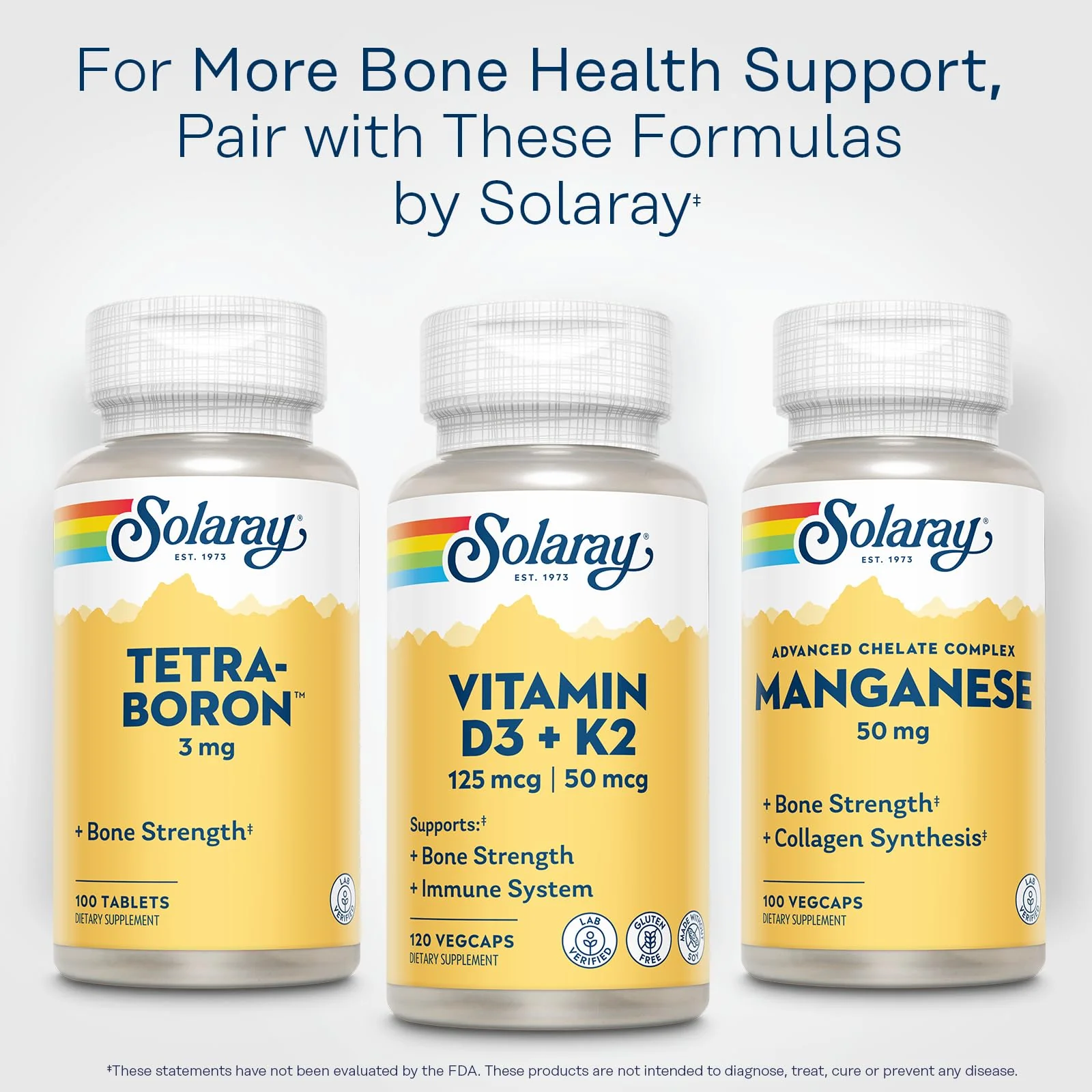 SOLARAY Vitamin D3 K2 - Bone Health and Immune Support Supplement - With 5000 IU Vitamin D as Vit D3 and 50 mcg Vitamin K2 as Menoquinone MK7, Made Without Soy, 60-Day Guarantee, 120 Serv, 120 VegCaps - Image 2