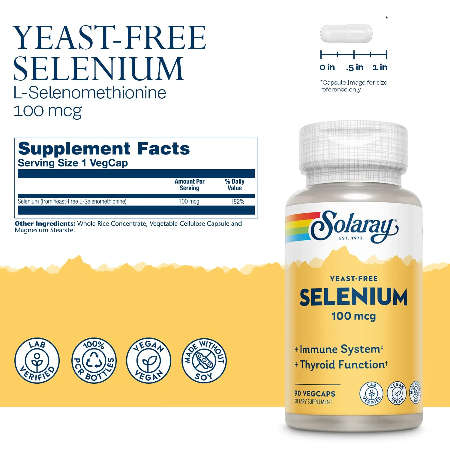 Solaray Yeast Free Selenium 100mcg, Healthy Immune & Thyroid Function Support, Enhanced Absorption, 90 Serv, 90 VegCaps - Image 6