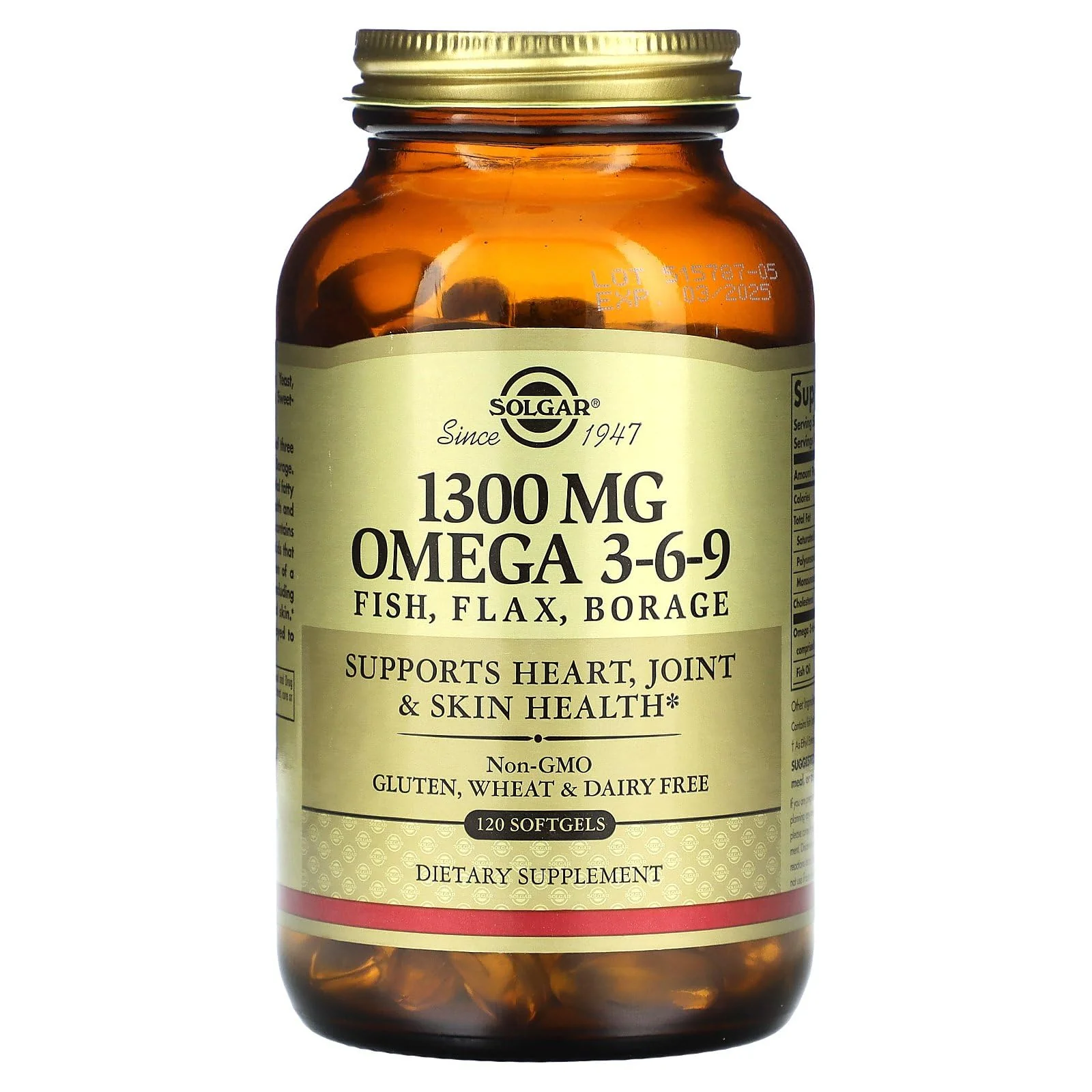 Solgar 1300 mg Omega 3-6-9, 120 Softgels - Fish Oil Supplement - Support for Joint & Skin Health - Includes Flaxseed & Borage - Contains EPA & DHA Omega 3 Fatty Acids - 40 Servings - Image 5