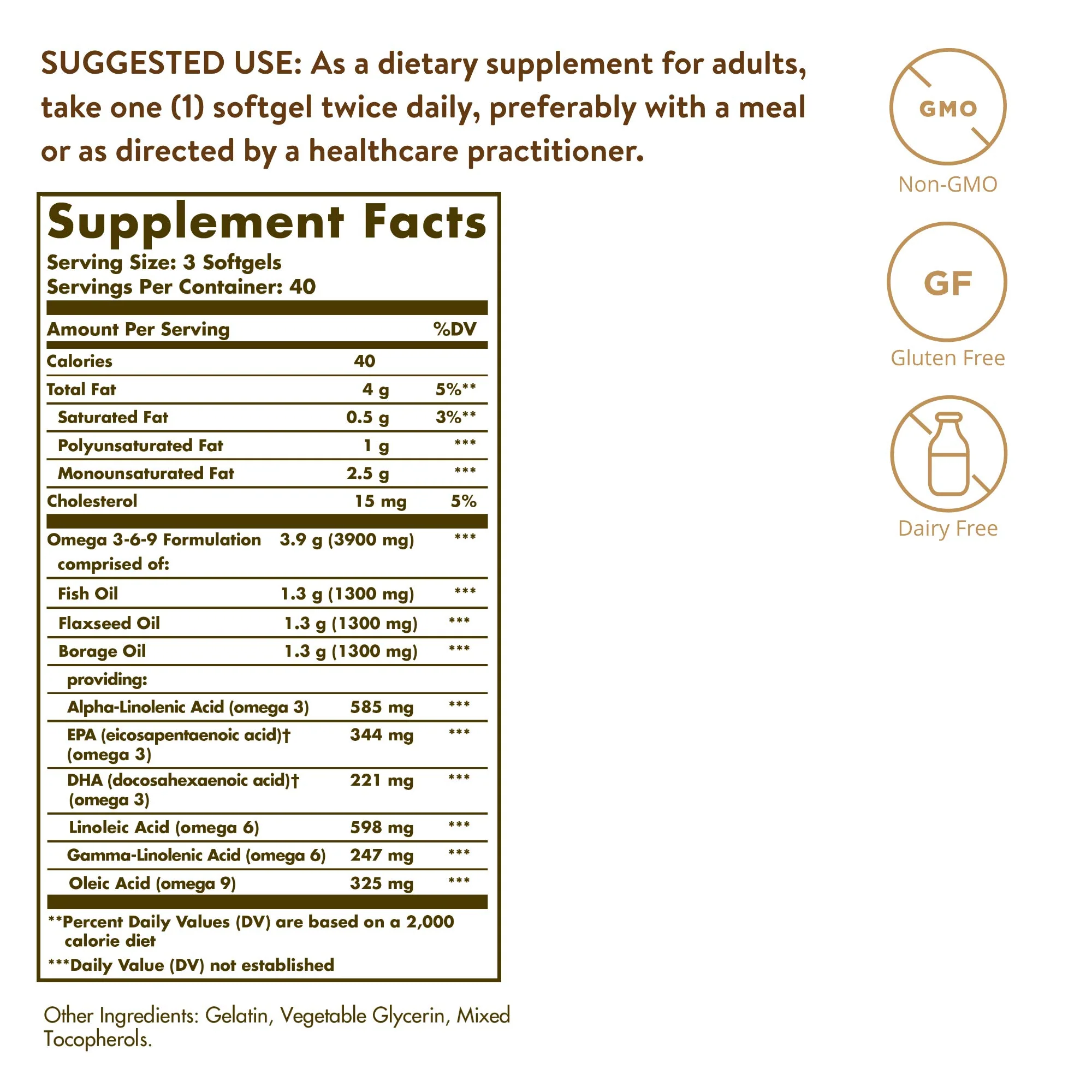 Solgar 1300 mg Omega 3-6-9, 120 Softgels - Fish Oil Supplement - Support for Joint & Skin Health - Includes Flaxseed & Borage - Contains EPA & DHA Omega 3 Fatty Acids - 40 Servings - Image 7