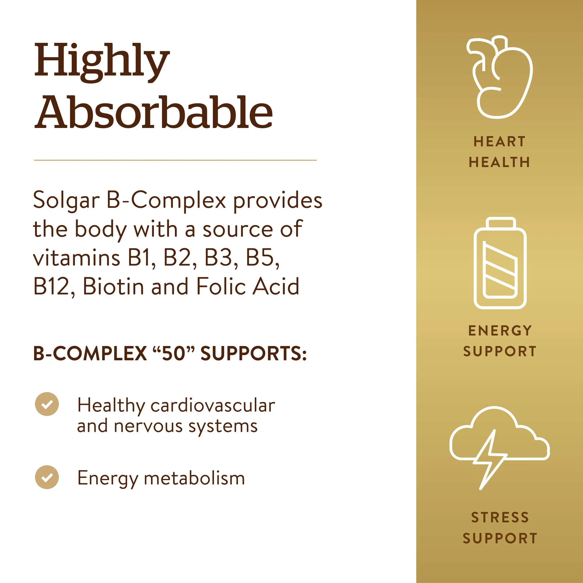 Solgar B-Complex “50”, 250 Vegetable Capsules - Energy Metabolism, Cardiovascular Support, Nervous System Support - Non-GMO, Vegan, Gluten Free, Dairy Free, Kosher - 250 Servings - Image 4