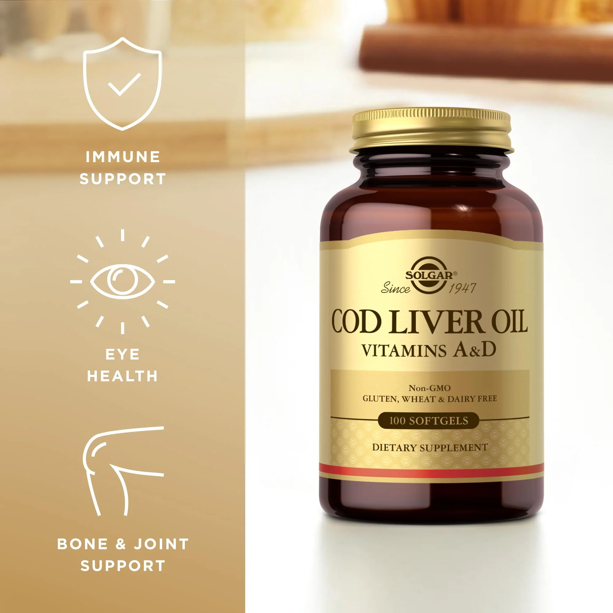 Solgar Cod Liver Oil - 100 Softgels - Provides Vitamins A & D - Non-GMO, Gluten Free - 100 Servings - Image 4