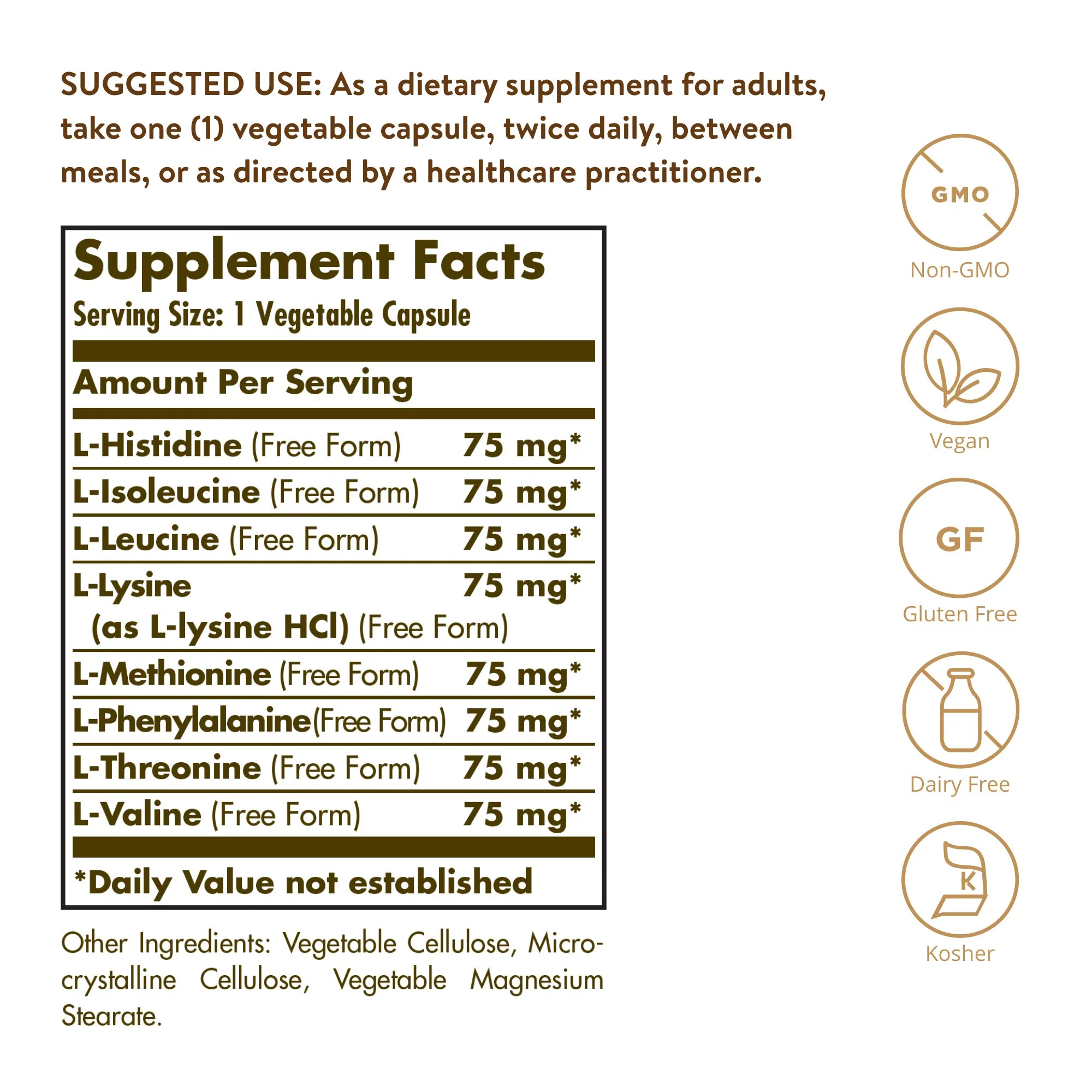 Solgar Essential Amino Complex, 90 Vegetable Capsules - Free Form Essential Amino Acids - Non-GMO, Vegan, Gluten Free, Dairy Free, Kosher - 90 Servings - Image 8