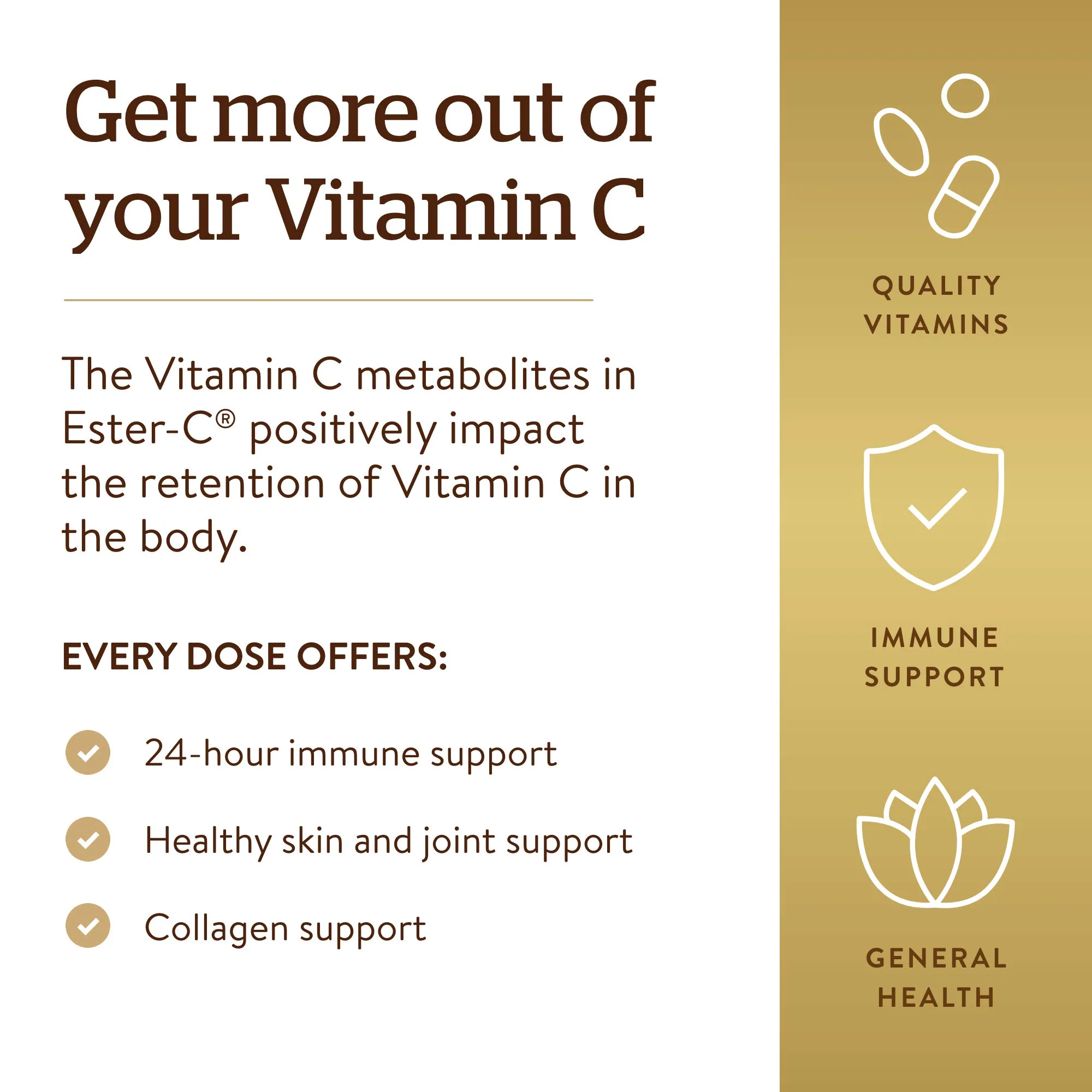 Solgar Ester-C Plus 500 mg Vitamin C with Citrus Bioflavonoids - 90 Capsules - Gentle & Non Acidic, Well Retained - 24-Hour Immune Support - Non-GMO, Gluten Free - 90 Servings - Image 5