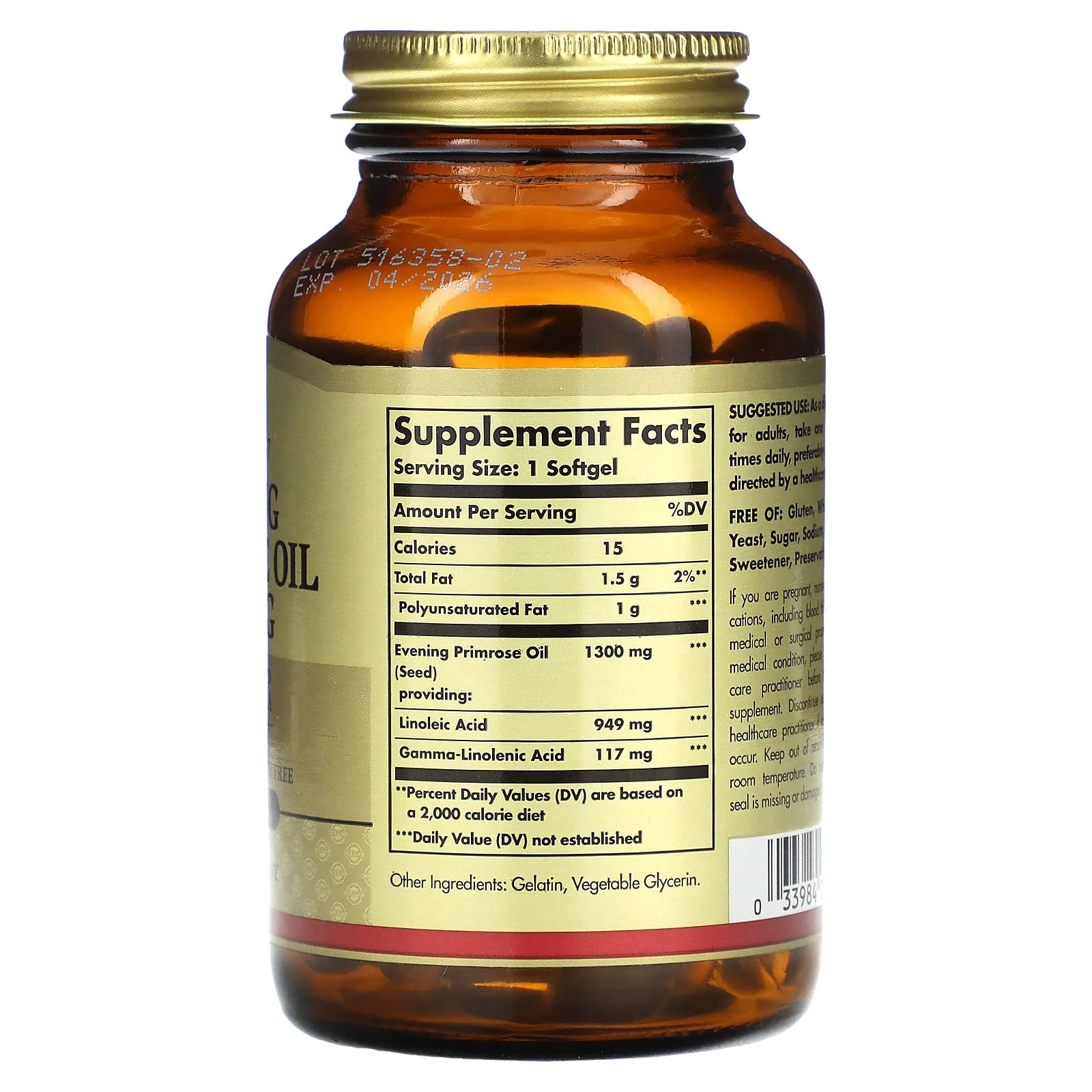 Solgar Evening Primrose Oil 1300 mg, 60 Softgels - Promotes Healthy Skin - Nutritional Support for Women - Non-GMO, Gluten Free, Dairy Free - 60 Servings - Image 5