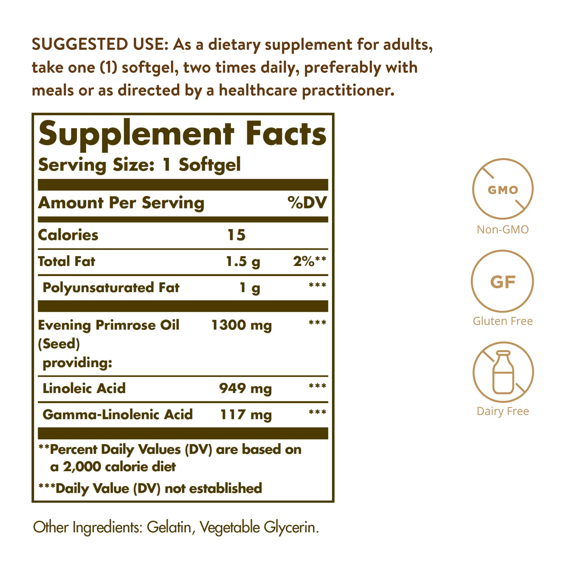 Solgar Evening Primrose Oil 1300 mg, 60 Softgels - Promotes Healthy Skin - Nutritional Support for Women - Non-GMO, Gluten Free, Dairy Free - 60 Servings - Image 7