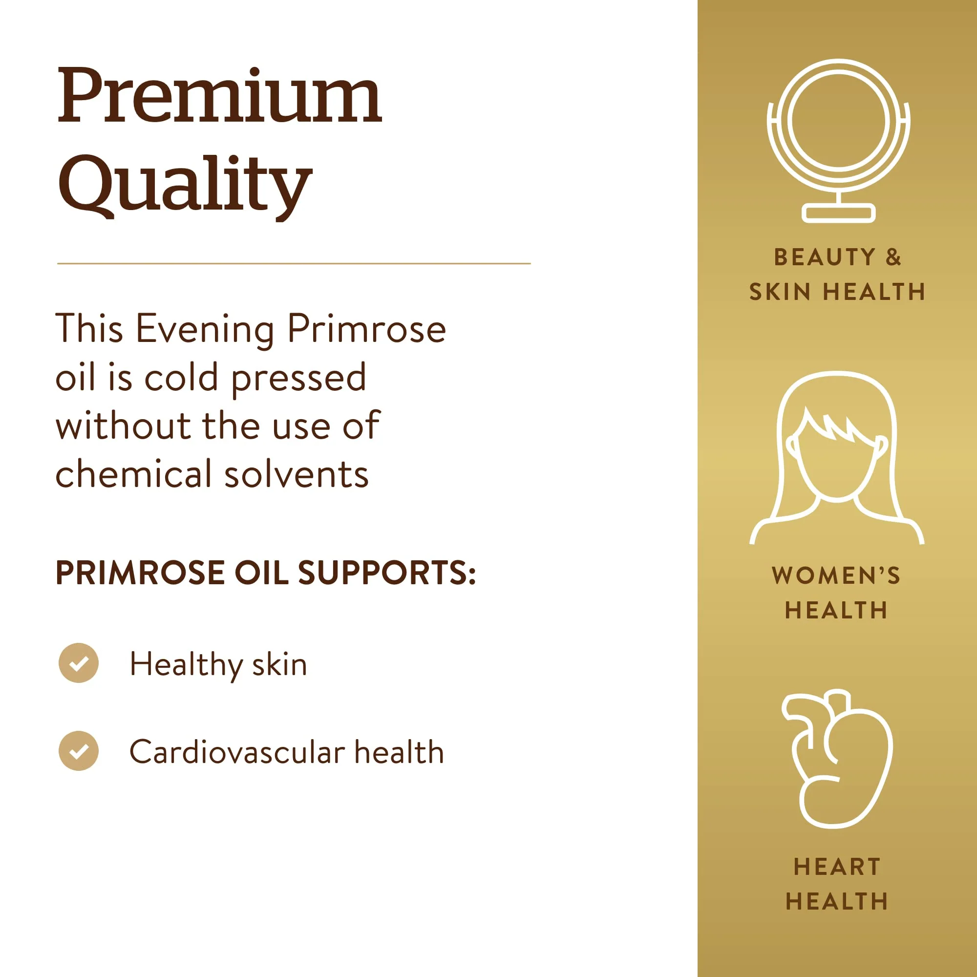 Solgar Evening Primrose Oil 500 mg, 180 Softgels - Promotes Healthy Skin & Cardiovascular Health - Nutritional Support for Women - Gluten Free, Dairy Free - 180 Servings - Image 4