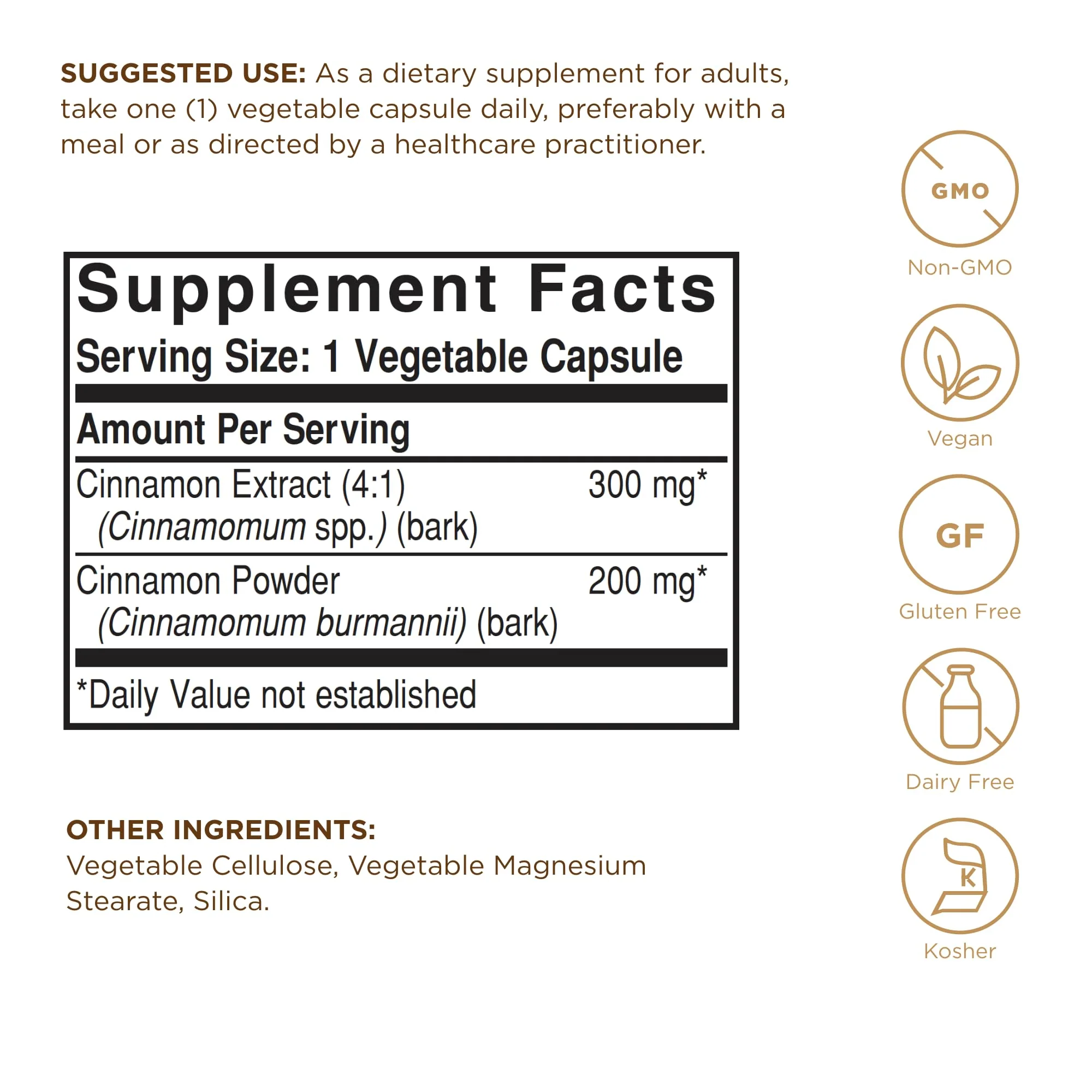 Solgar - FP Cinnamon Vegetable Capsules 100 Count - Image 2