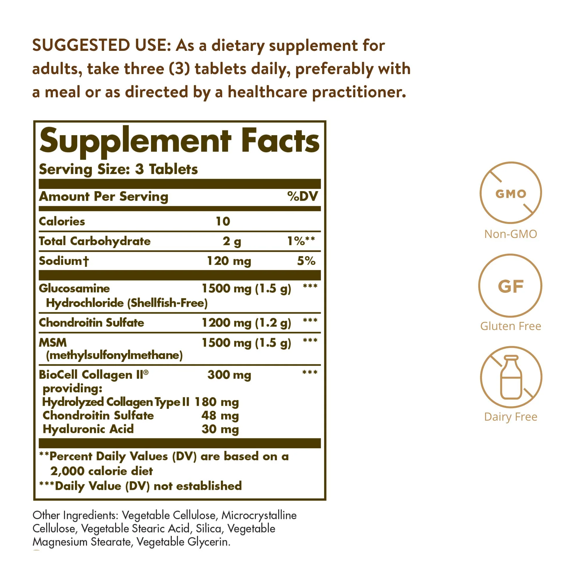 Solgar Glucosamine Hyaluronic Acid Chondroitin MSM (Shellfish-Free), 60 Tablets - Joint Support & Comfort - Supports Active Lifestyles - Non-GMO, Gluten Free, Dairy Free - 20 Servings - Image 7