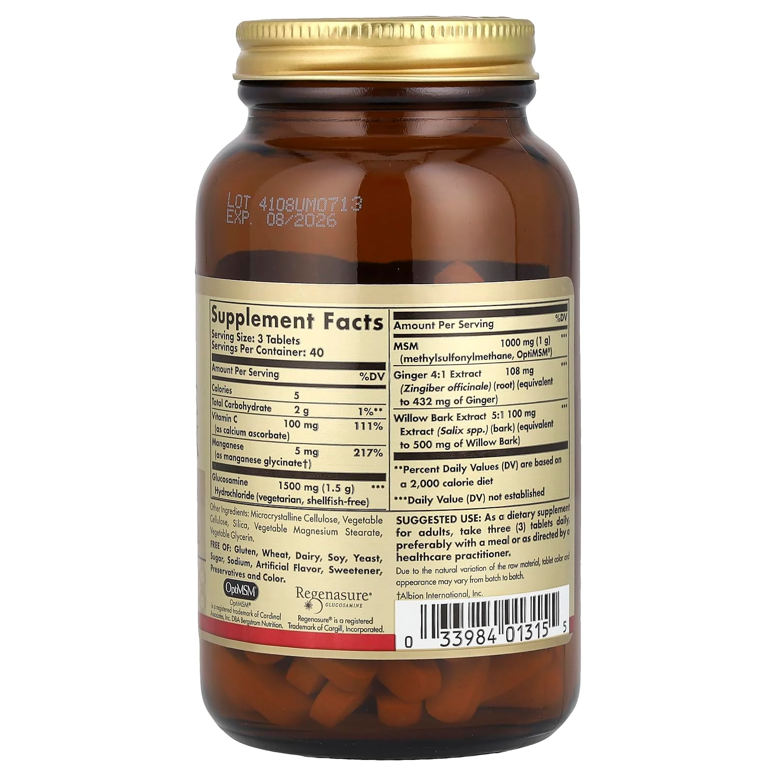 Solgar Glucosamine MSM Complex, 120 Tablets - Promotes Healthy Joints - Supports Range of Motion & Flexibility - Supports Collagen - Shellfish-Free - Gluten Free, Dairy Free, Kosher - 40 Servings - Image 4