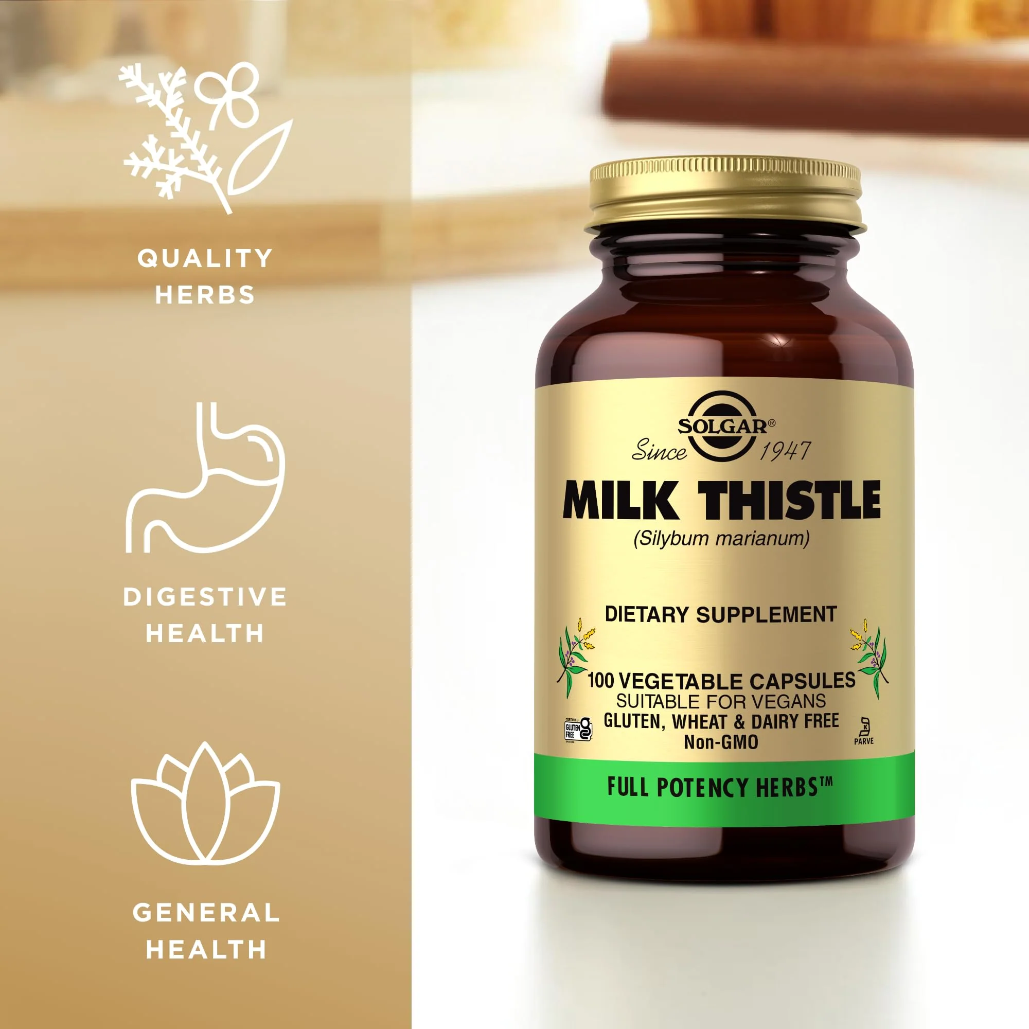 Solgar Milk Thistle - 100 Vegetable Capsules - Full Potency (FP) - Non-GMO, Vegan, Gluten Free, Dairy Free, Kosher - 100 Servings - Image 4