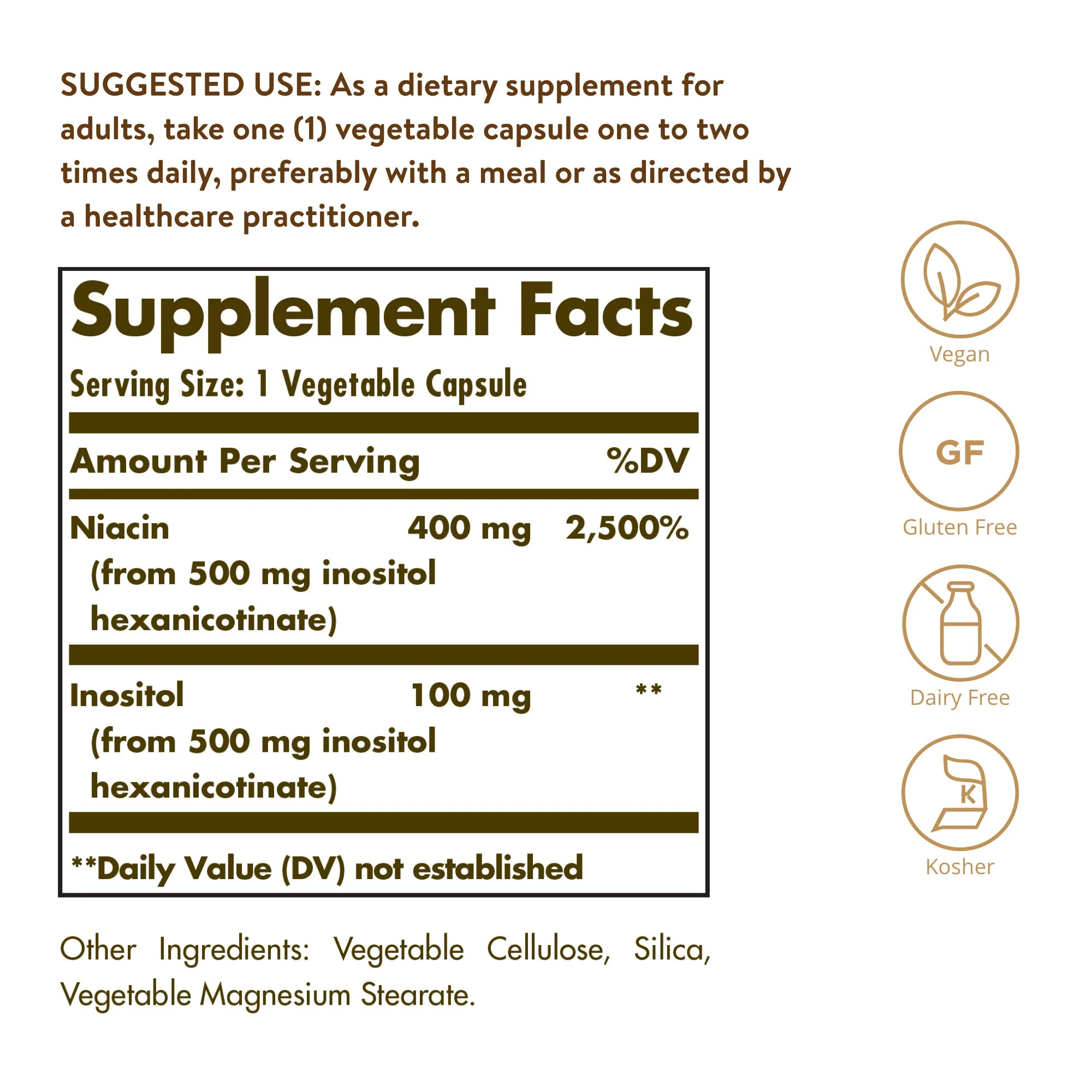 Solgar No-Flush Niacin 500 mg, 250 Vegetable Capsules - Supports Energy Metabolism - No-Flush Delivery - Vegan, Gluten Free, Dairy Free, Kosher - 250 Servings - Image 7