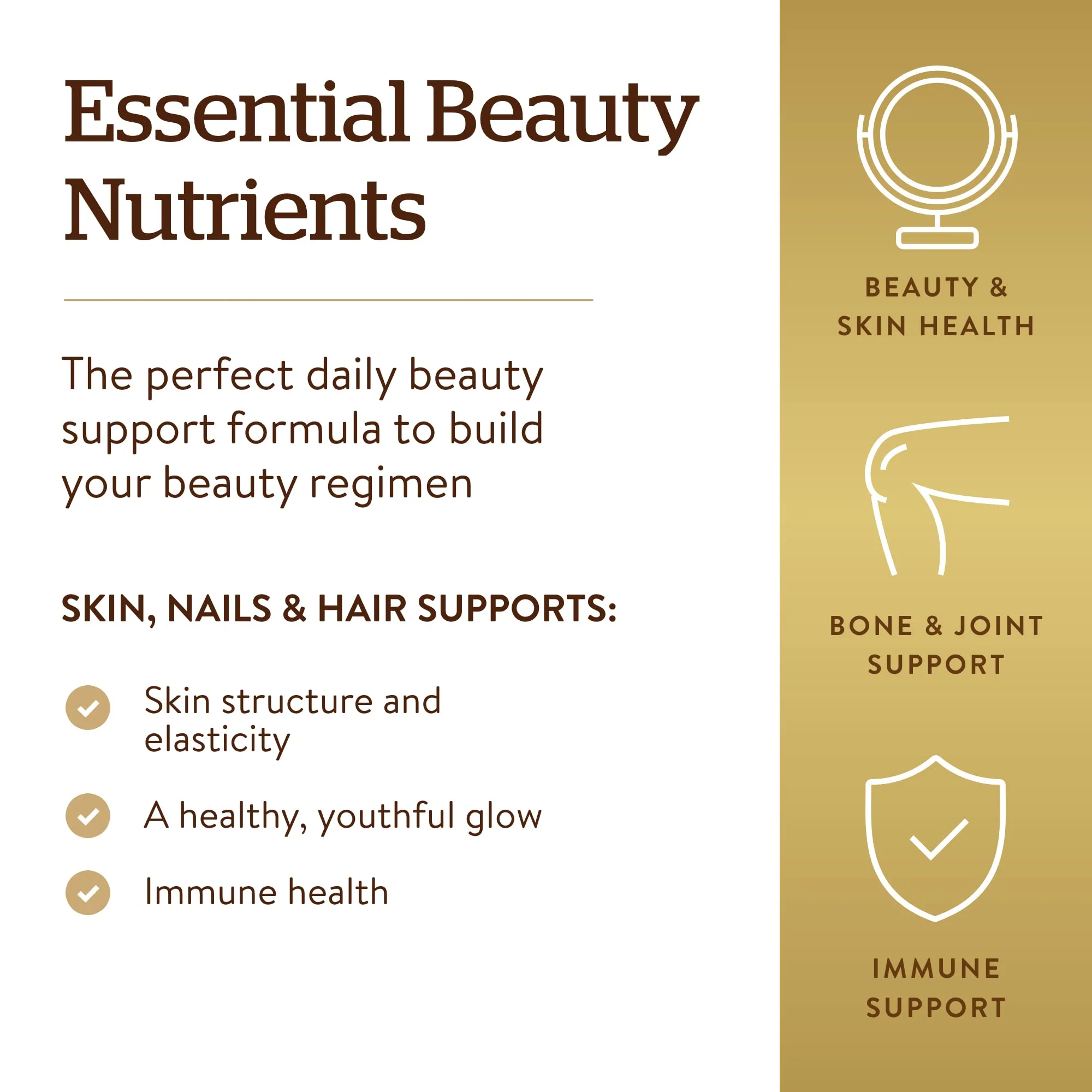 Solgar Skin, Nails & Hair, Advanced MSM Formula, 120 Tablets - Supports Collagen for Hair, Nail and Skin Health - Provides Zinc, Vitamin C & Copper - Non GMO, Vegan, Gluten & Dairy Free - 60 Servings - Image 4