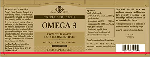 Solgar Triple Strength Omega-3 950 mg, 100 Softgels - Supports Cardiovascular, Joint & Skin Health - Heart Healthy Supplement - Essential Fatty Acids - Non GMO, Gluten Free, Dairy Free - 100 Count - Image 2