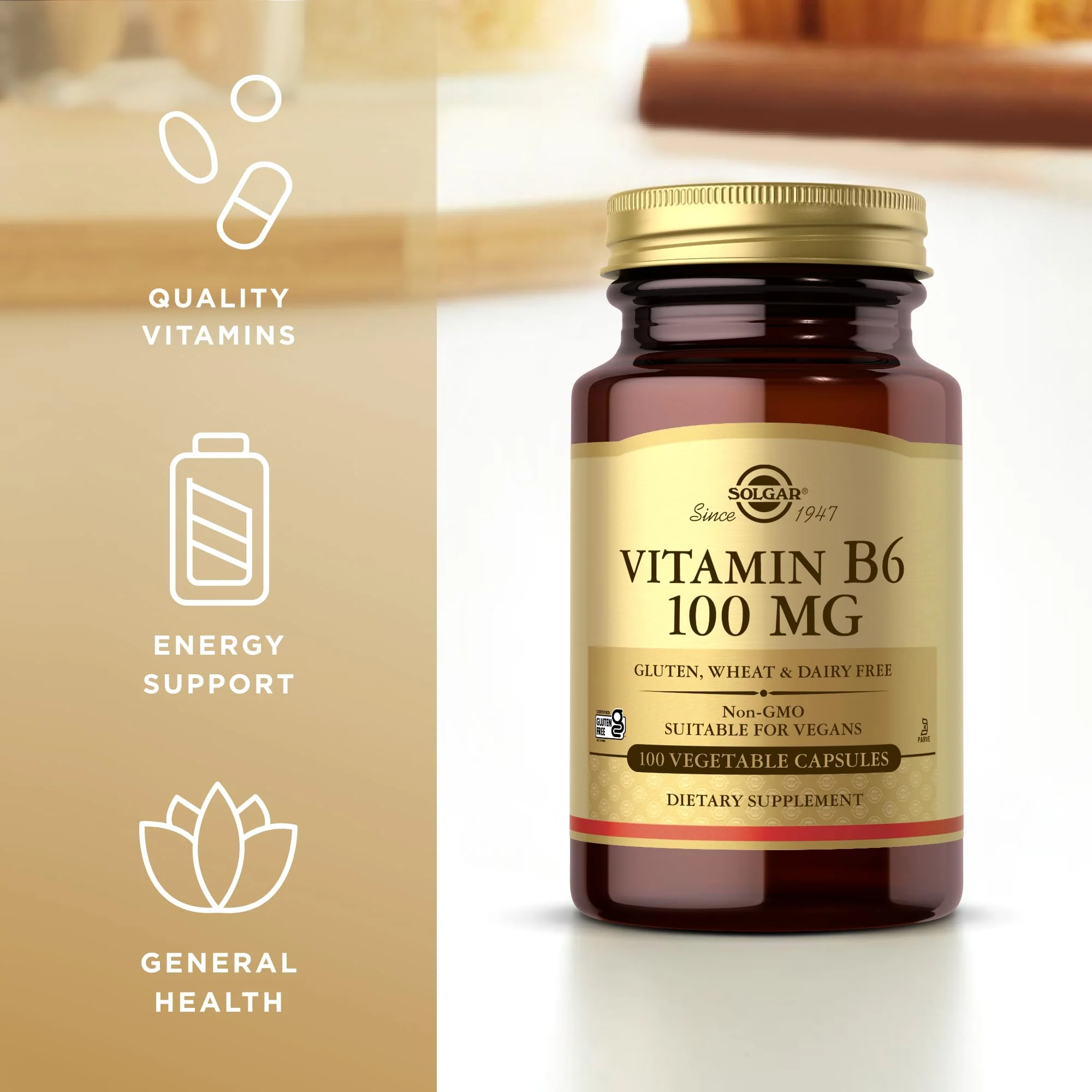 Solgar, Vitamin B6 100 Mg Vegetable Capsules, Count - Image 4