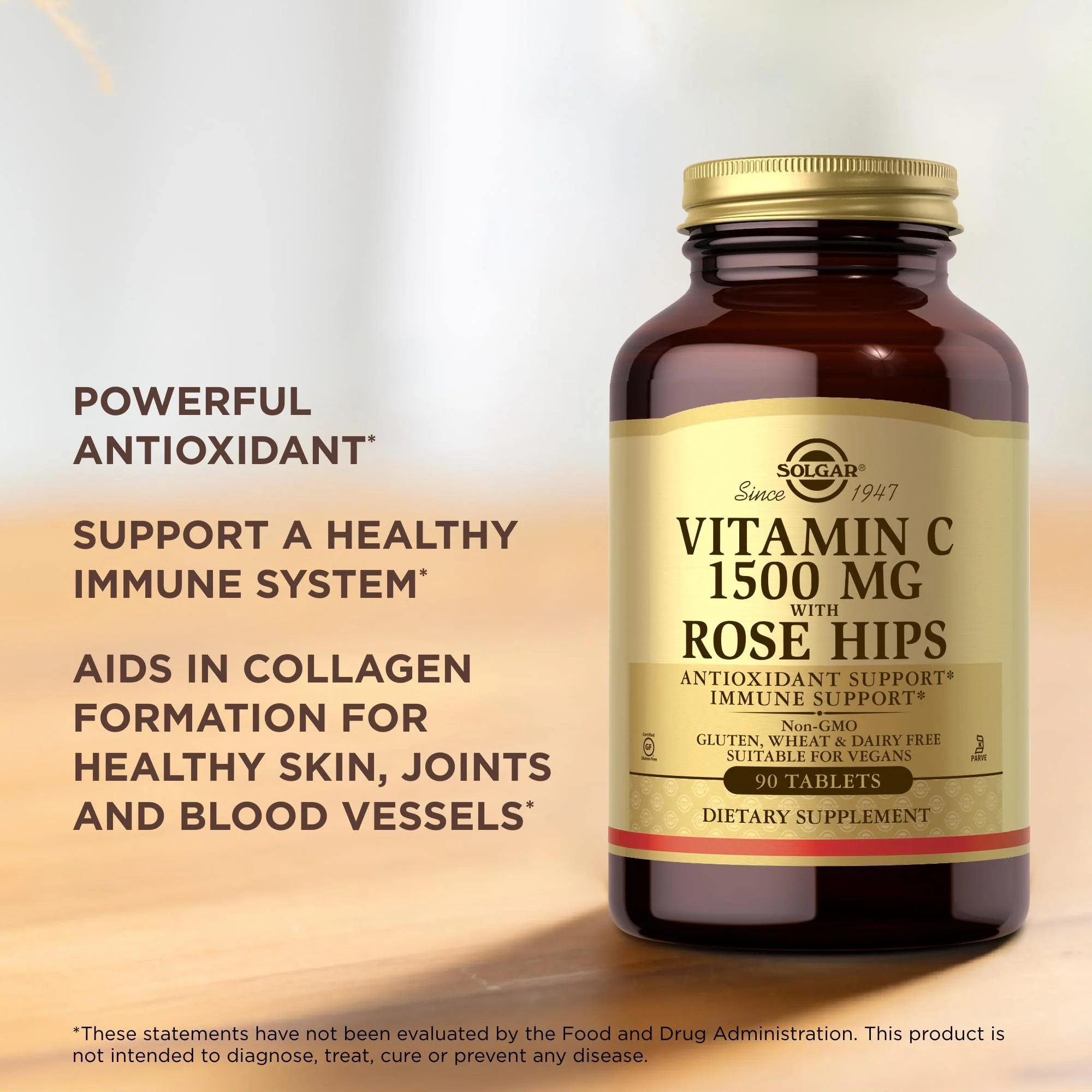 Solgar Vitamin C 1500mg with Rose HIPS 90 Tablet - Image 3