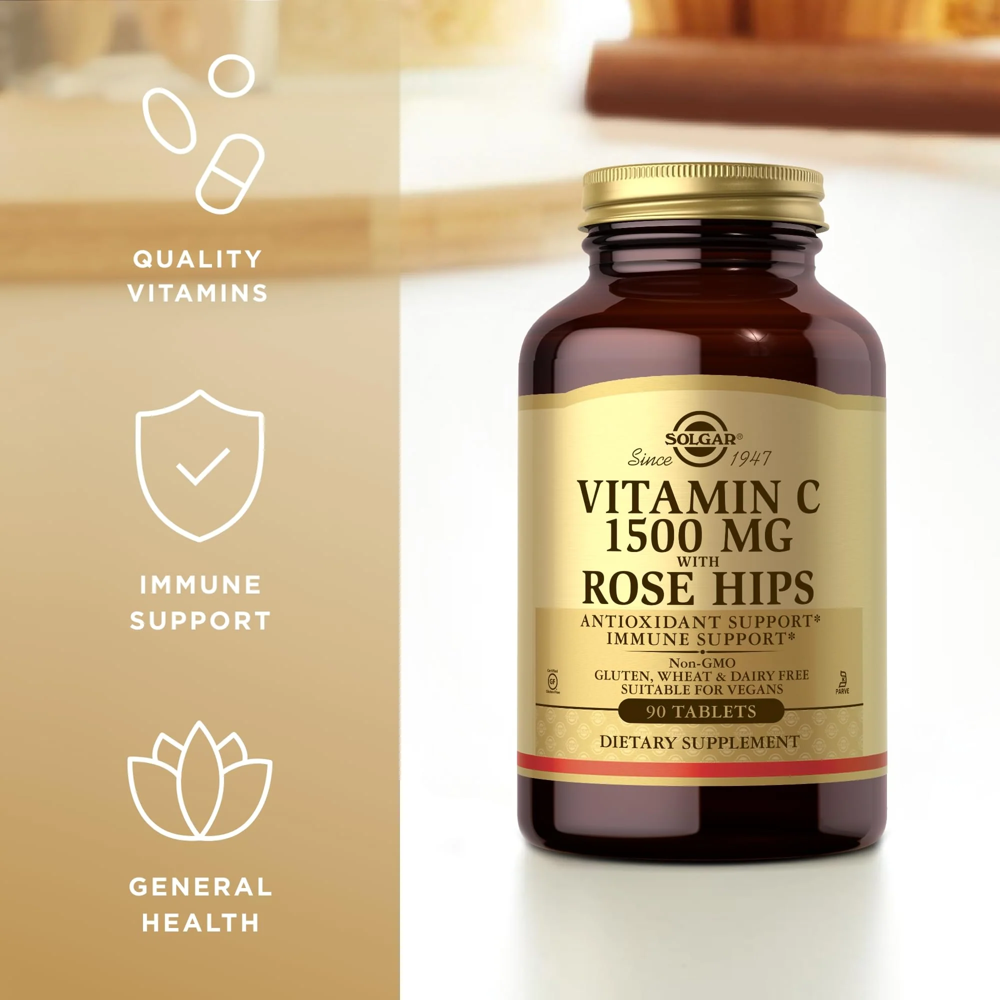 Solgar Vitamin C 1500mg with Rose HIPS 90 Tablet - Image 4