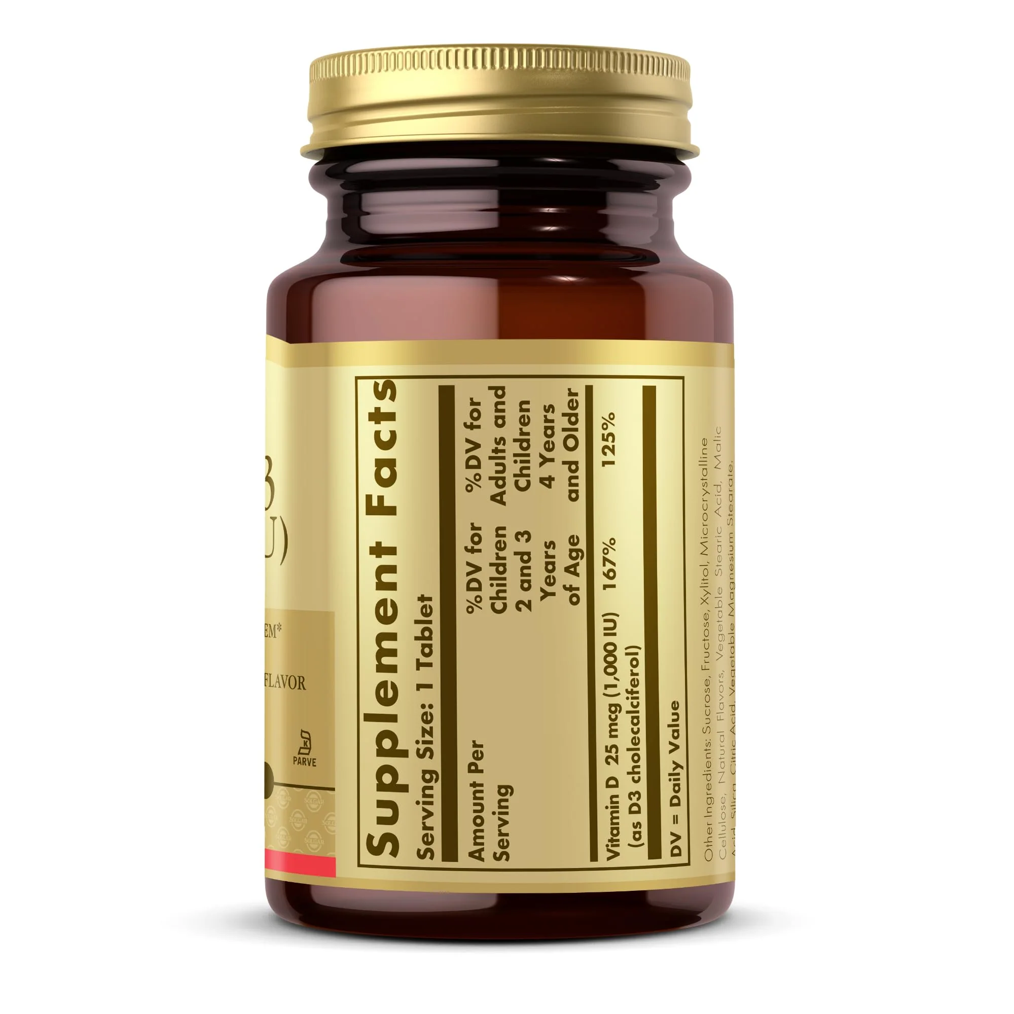 Solgar Vitamin D3 (Cholecalciferol) 25 mcg (1000 IU), Natural Strawberry Banana Swirl - 100 Chewable Tablets - Non-GMO, Kosher - 100 Servings - Image 7