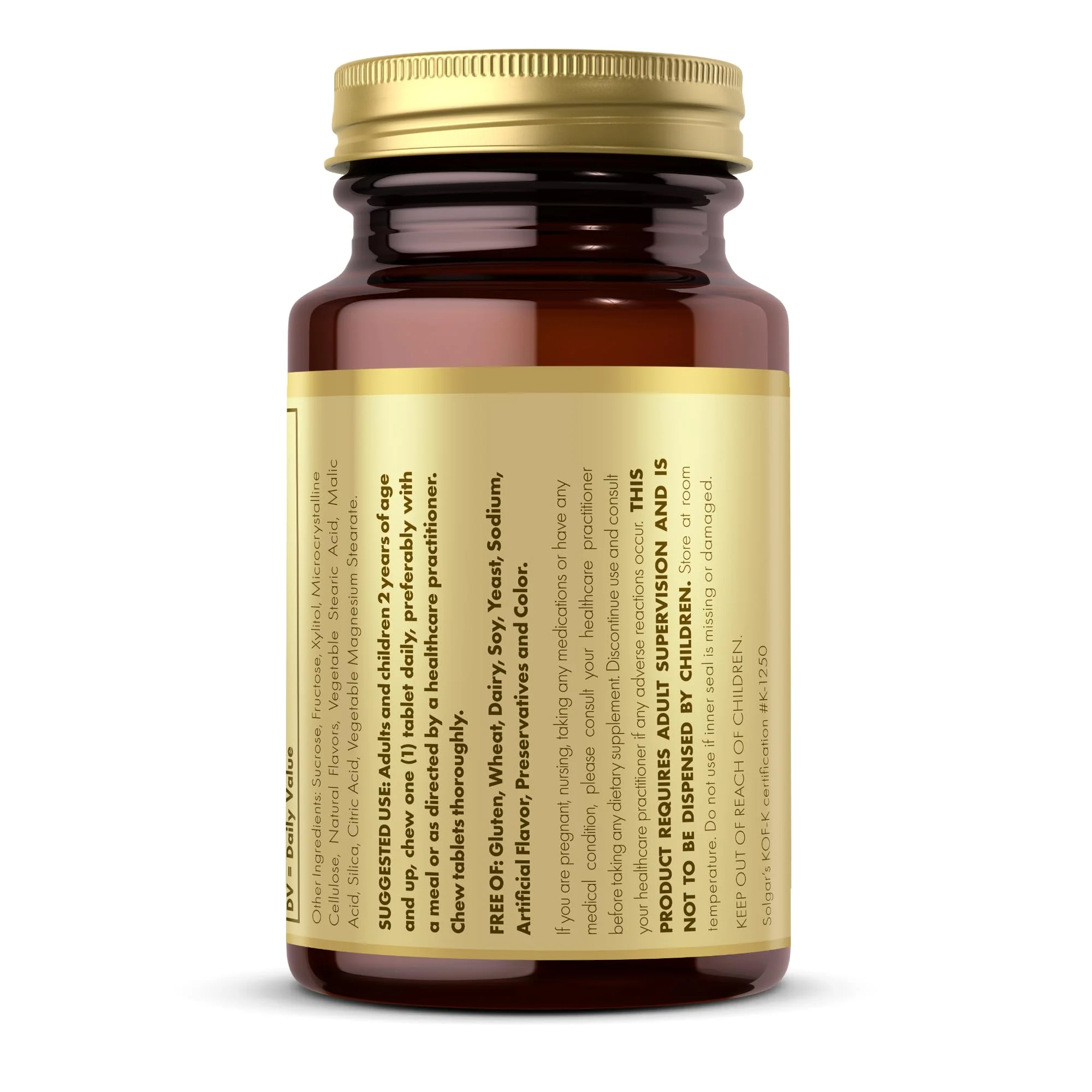 Solgar Vitamin D3 (Cholecalciferol) 25 mcg (1000 IU), Natural Strawberry Banana Swirl - 100 Chewable Tablets - Non-GMO, Kosher - 100 Servings - Image 8
