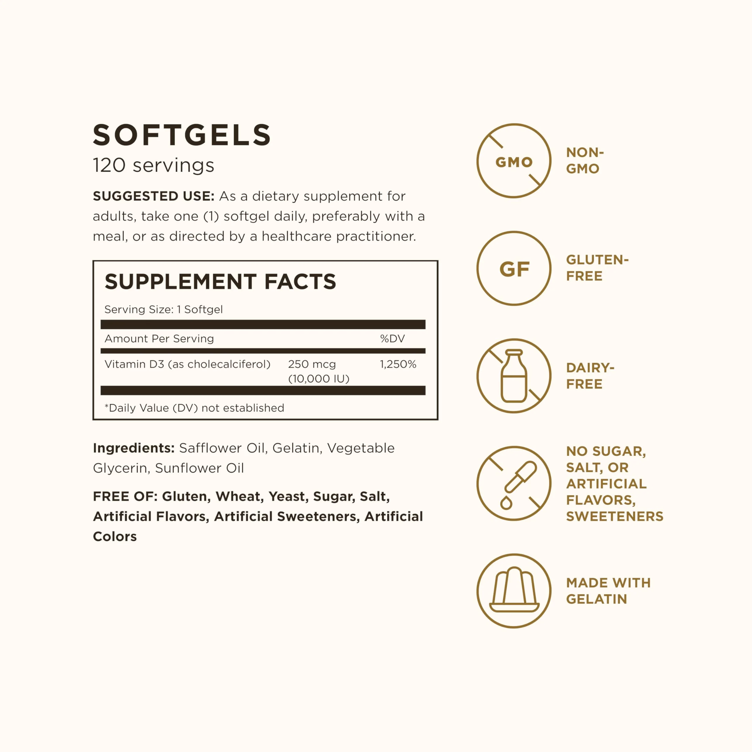 Solgar Vitamin D3 (Cholecalciferol) 250 MCG (10,000 IU), 120 Softgels - Helps Maintain Healthy Bones & Teeth - Immune System Support - Non GMO, Gluten/ Dairy Free - 120 Servings - Image 11