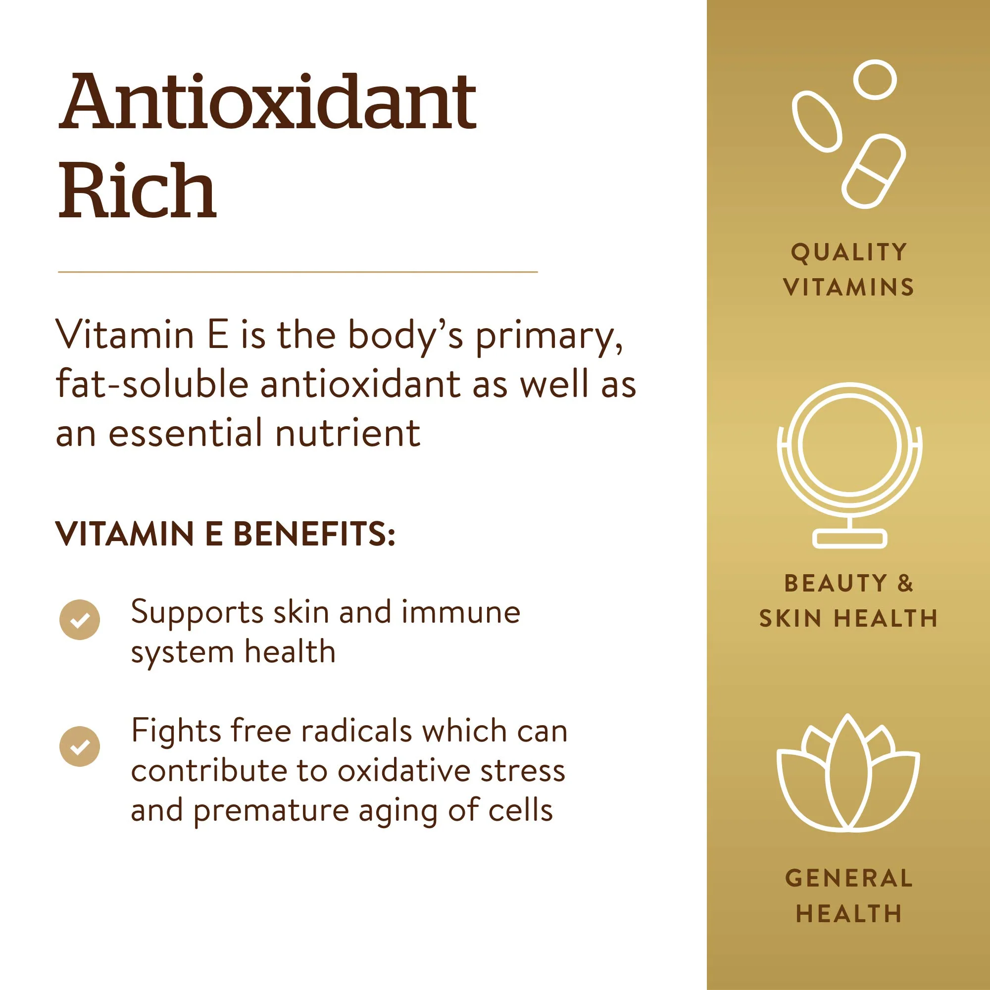 Solgar Vitamin E 670 mg (1000 IU), 100 Mixed Softgels - Natural Antioxidant, Skin & Immune System Support - Naturally-Sourced Vitamin E - Gluten Free, Dairy Free - 100 Servings - Image 4