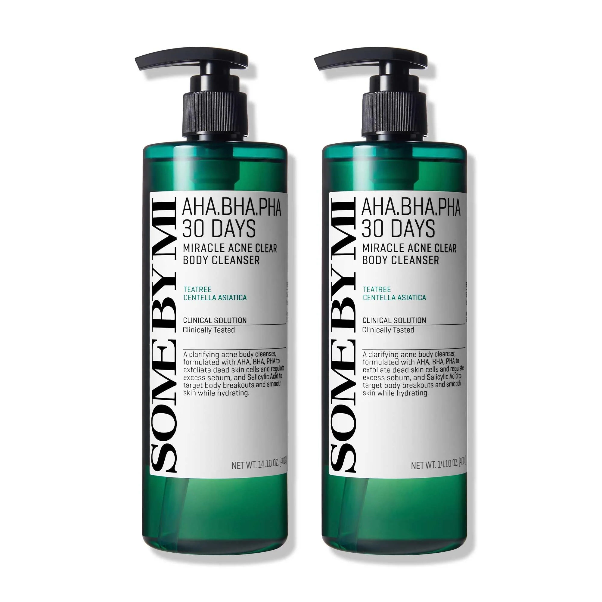 SOME BY MI AHA BHA PHA 30 Days Miracle Acne Clear Body Cleanser – Pack of 2 – Daily Exfoliating Tea Tree & Salicylic Acid Acne Body Wash – Deep Cleanses Sebum, Oil & Impurities – Korean Skin Care