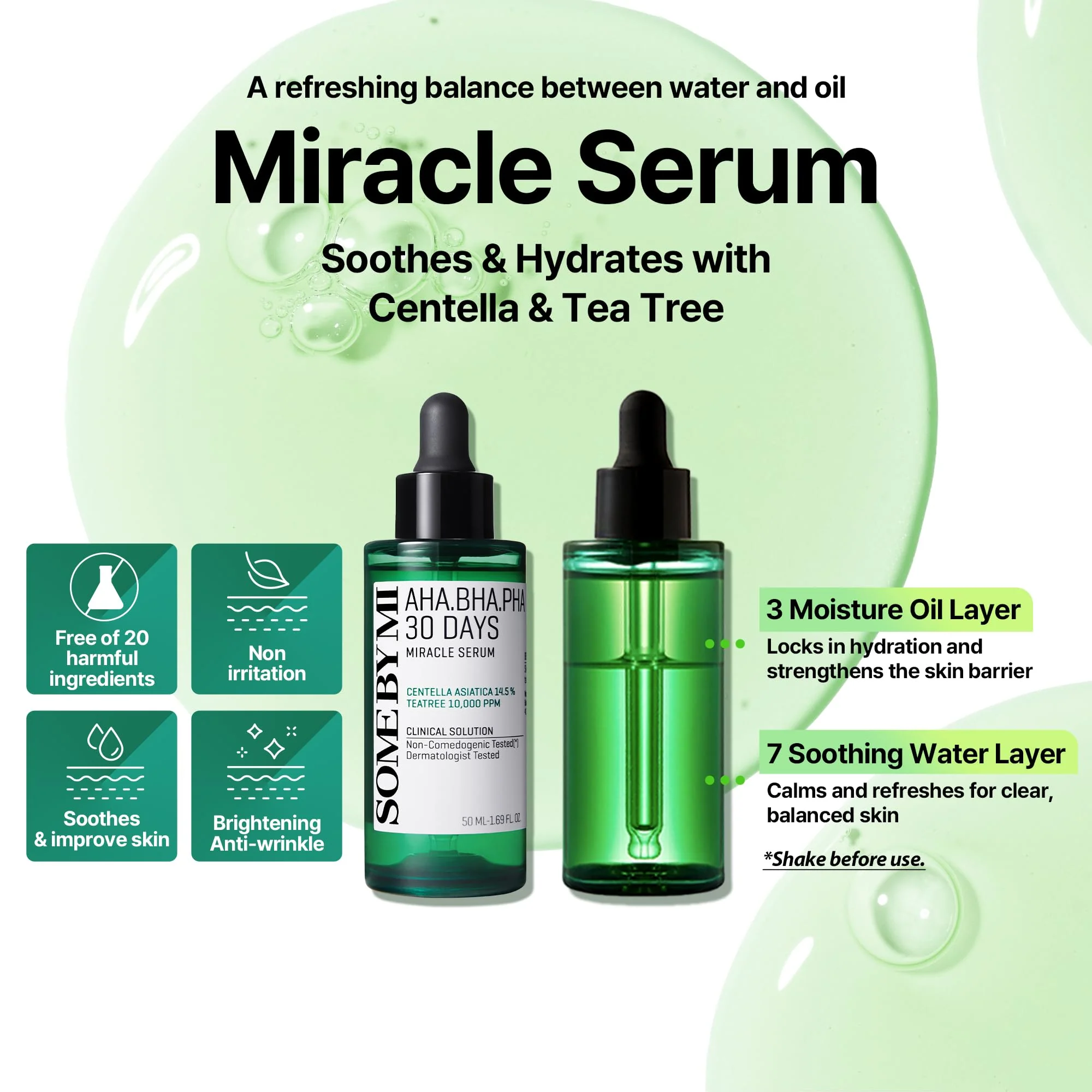 SOME BY MI AHA BHA PHA 30 Days Miracle Serum - 1.69oz, 50ml - Daily Centella Ampoule Serum with Niacinamide for Soothing, Calming and Clear Skin - Pore, Sebum and Blackhead Care - Korean Skin Care - Image 8