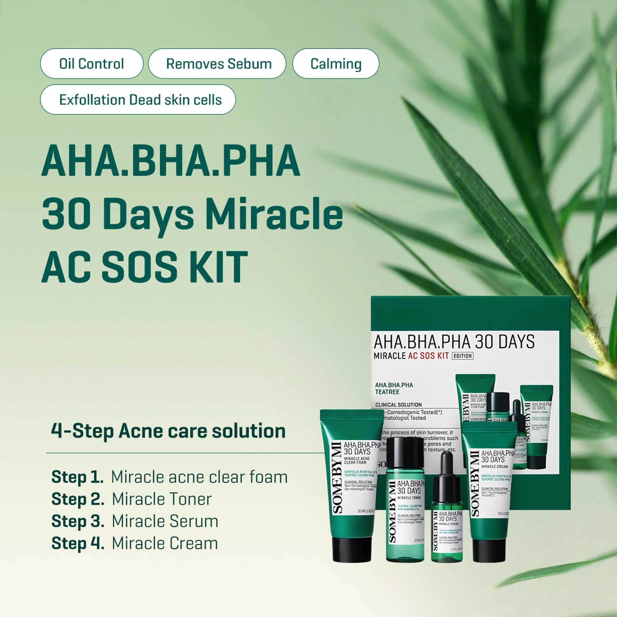 SOME BY MI AHA BHA PHA 30Days Miracle AC SOS Kit - Toner 1.01Oz, Serum 0.33Oz, Cream 0.7Oz, Foam 1.01Oz - Mild Exfoliating Daily Skin Care Set - Skin Wastes, Sebum, Oiliness Care - Korean Skin Care - Image 6