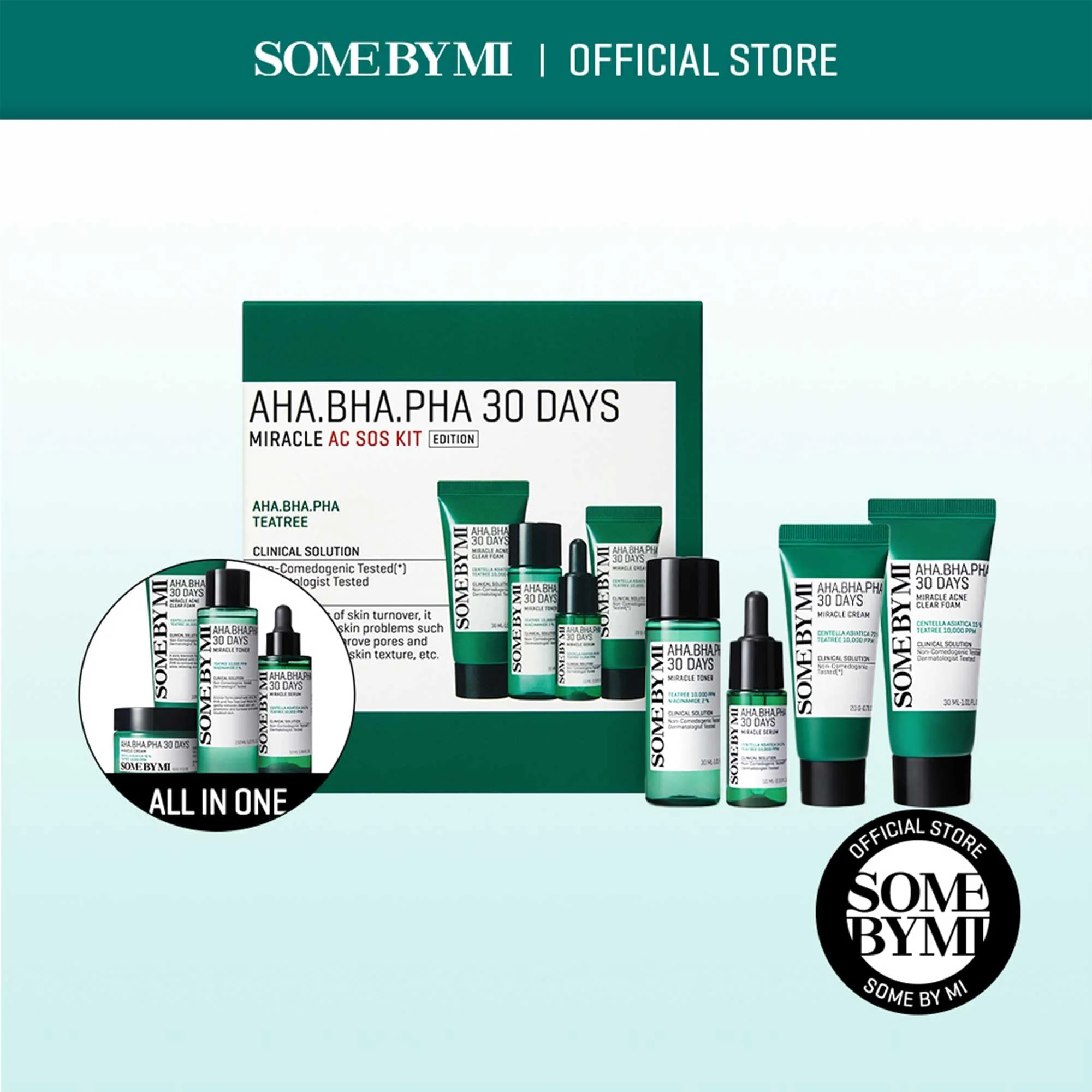 SOME BY MI AHA BHA PHA 30Days Miracle AC SOS Kit - Toner 1.01Oz, Serum 0.33Oz, Cream 0.7Oz, Foam 1.01Oz - Mild Exfoliating Daily Skin Care Set - Skin Wastes, Sebum, Oiliness Care - Korean Skin Care - Image 7