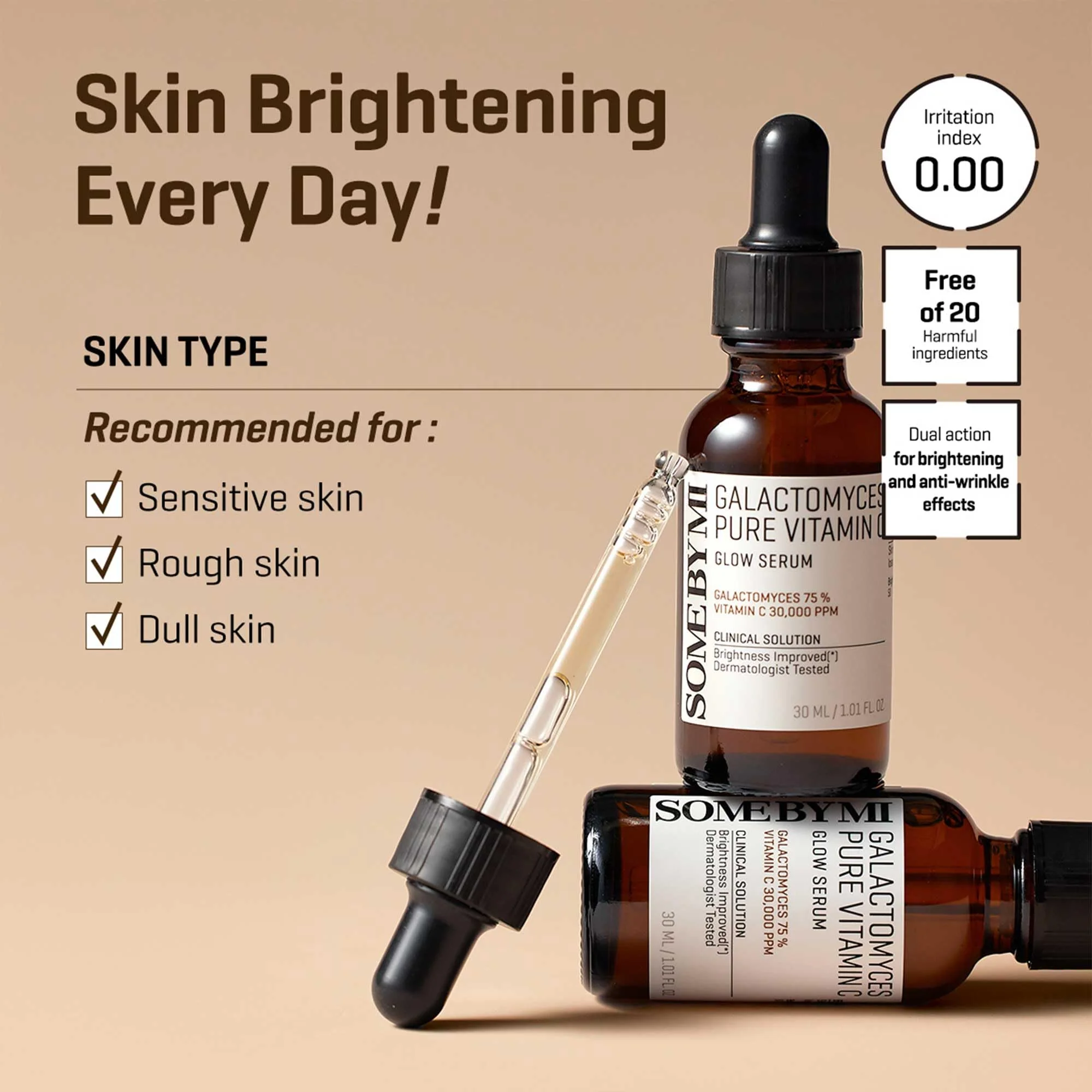 SOME BY MI Galactomyces Pure Vitamin C Glow Serum - 1.01Oz, 30ml - Korean Vitamin C Face Serum for Glow Glass Skin - Dark Spot Correcting Ampule with Brightening and Elasticity Care - Korean Skin Care - Image 5