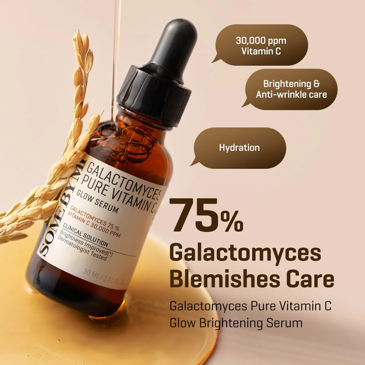 SOME BY MI Galactomyces Pure Vitamin C Glow Serum - 1.01Oz, 30ml - Korean Vitamin C Face Serum for Glow Glass Skin - Dark Spot Correcting Ampule with Brightening and Elasticity Care - Korean Skin Care - Image 6