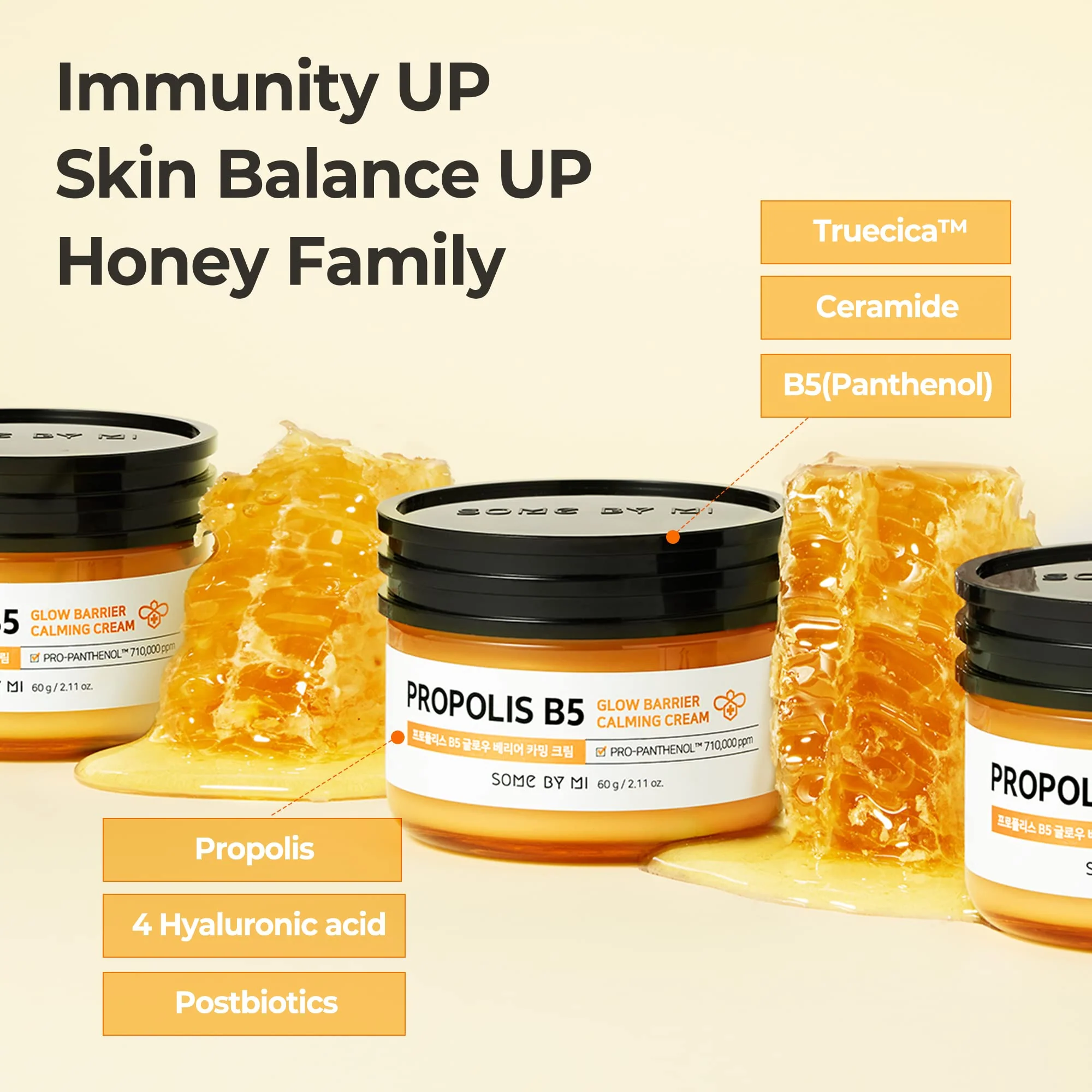 SOME BY MI Propolis B5 Glow Barrier Calming Cream / 2.02Oz, 60ml / Made from Honey Extracts for Sensitive Skin / Brightening and Moisturizing Effect / Skin-nourishing, Sebum and Pimple Care / Facial Skin Care - Image 3