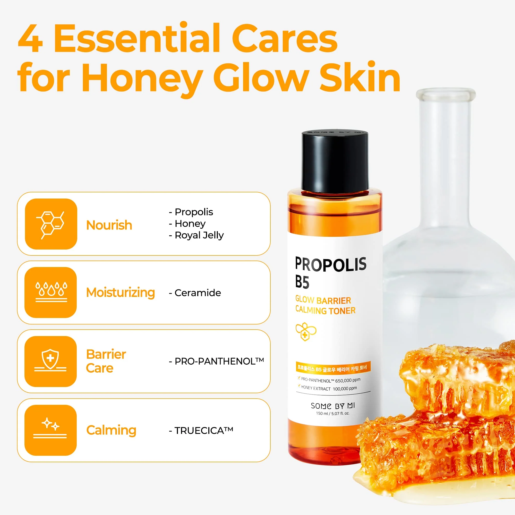 SOME BY MI Propolis B5 Glow Barrier Calming Toner / 5.07Oz, 150ml / Strengthen Skin Barrier with Honey Extracts/Brightening and Skin Calming Effect, Sebum and Pimple Care/Facial Skin Care - Image 5