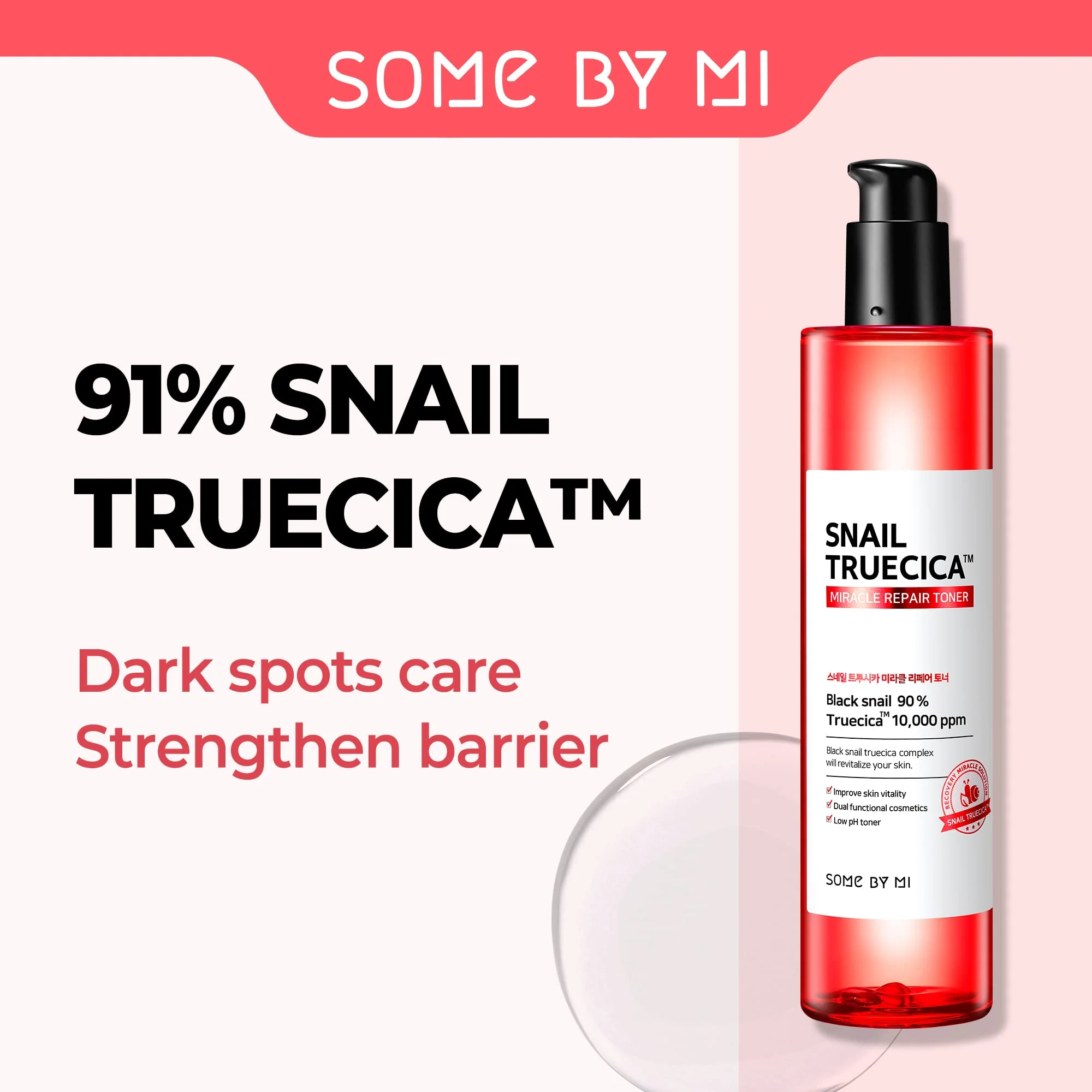 SOME BY MI Snail Truecica Miracle Repair Toner - 4.6Oz, 135ml - Made from Snail Mucin for Sensitive Skin - Daily Repair Face Toner with Skin Texture and Pigmentation Care - Korean Skin Care - Image 8