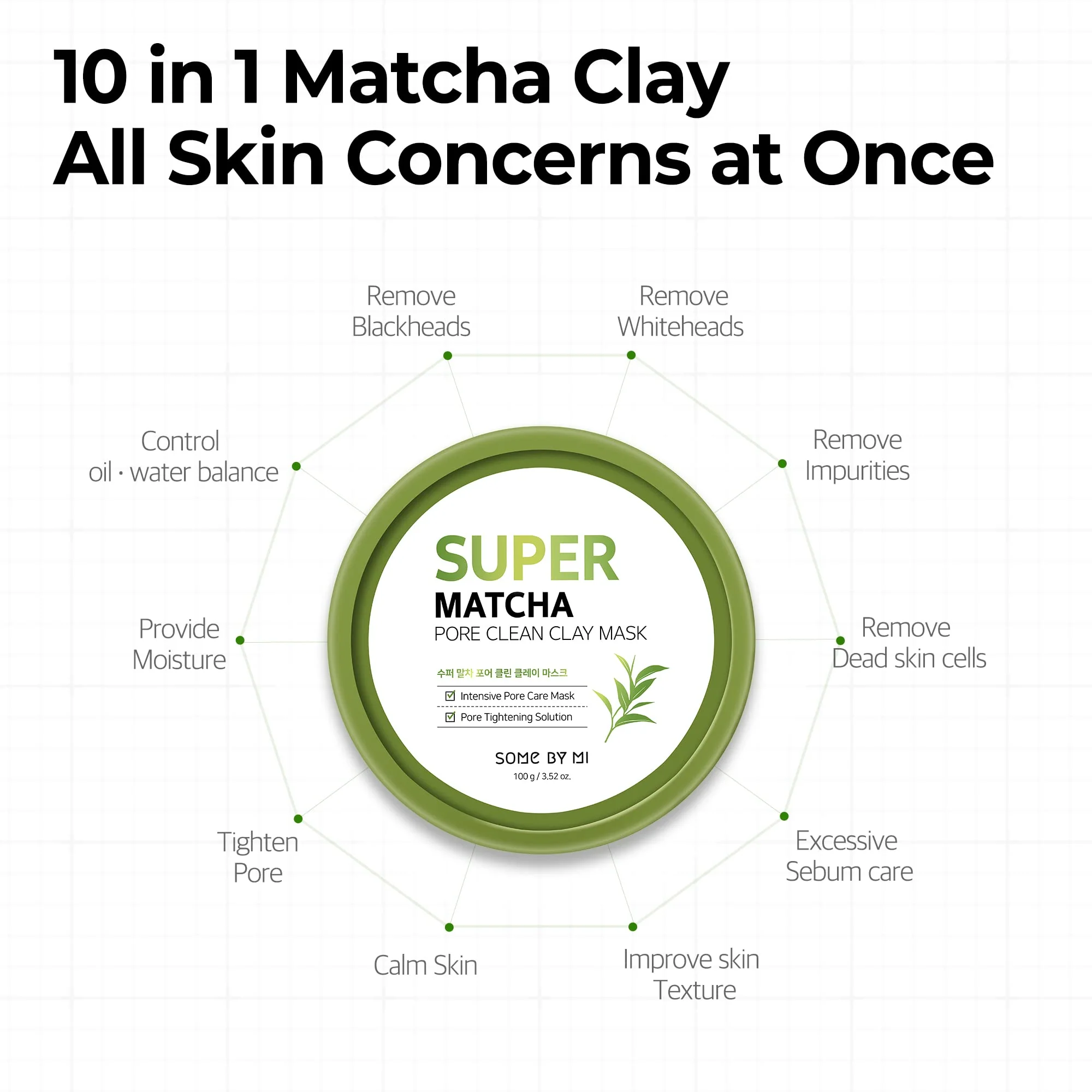 SOME BY MI Super Matcha Pore Clean Clay Mask - 3.52Oz, 100g - Made from Match Water for Sensitive Skin - Skin Moisturizing Effect with Sebum and Pore Care - Korean Skin Care - Image 4